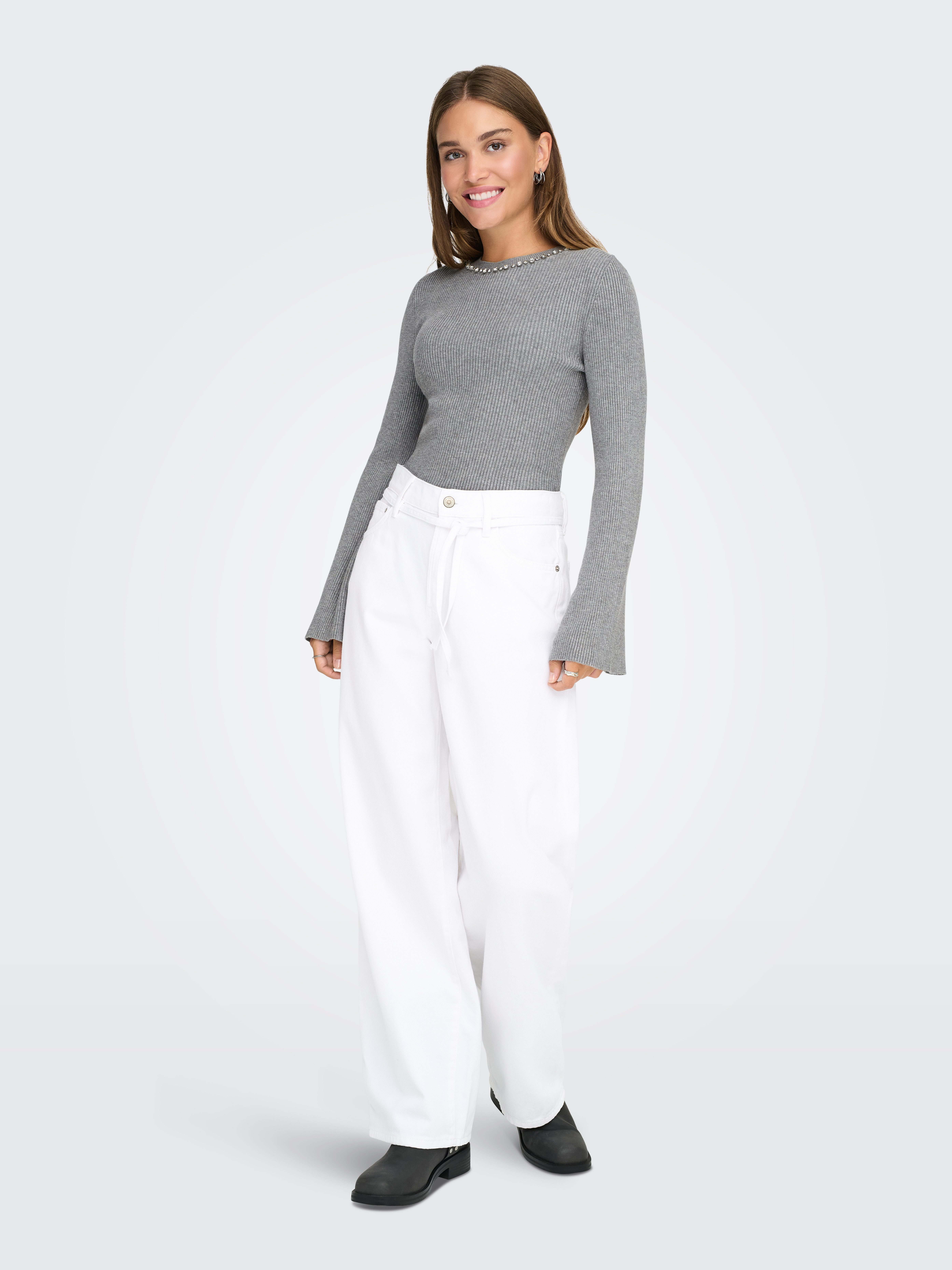 Only Trui met ronde hals ONLNATASCHA LS BLING O-NECK CC KNT