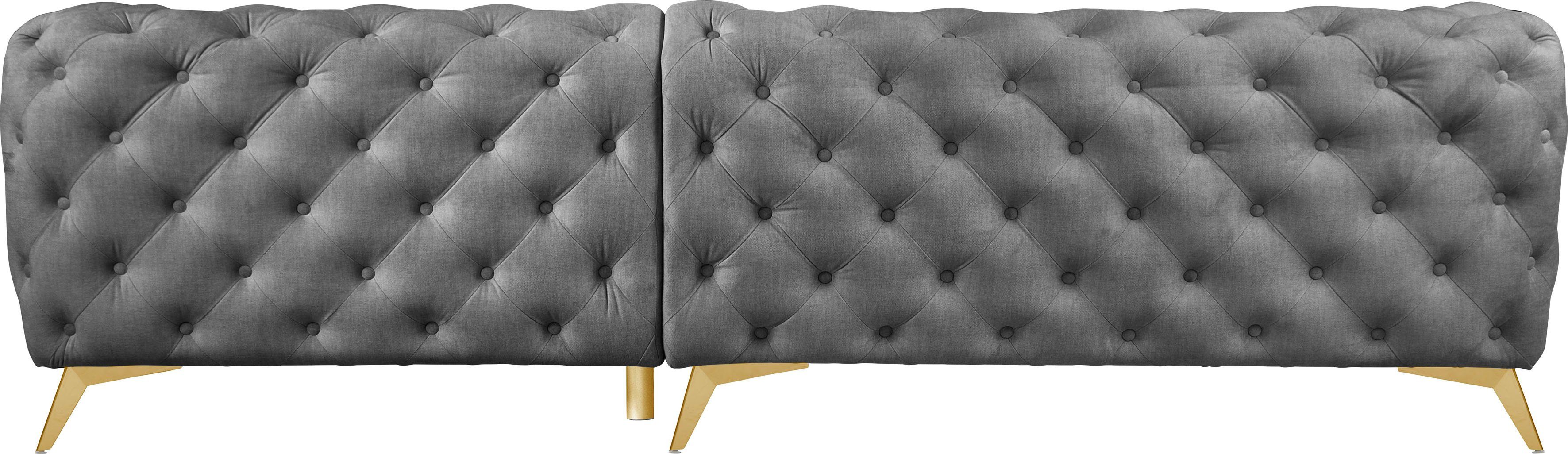 Leonique Chesterfield-bank Glynis L-vorm luxueuze capitonnage, moderne chesterfield look, kleur van de poten ter keuze