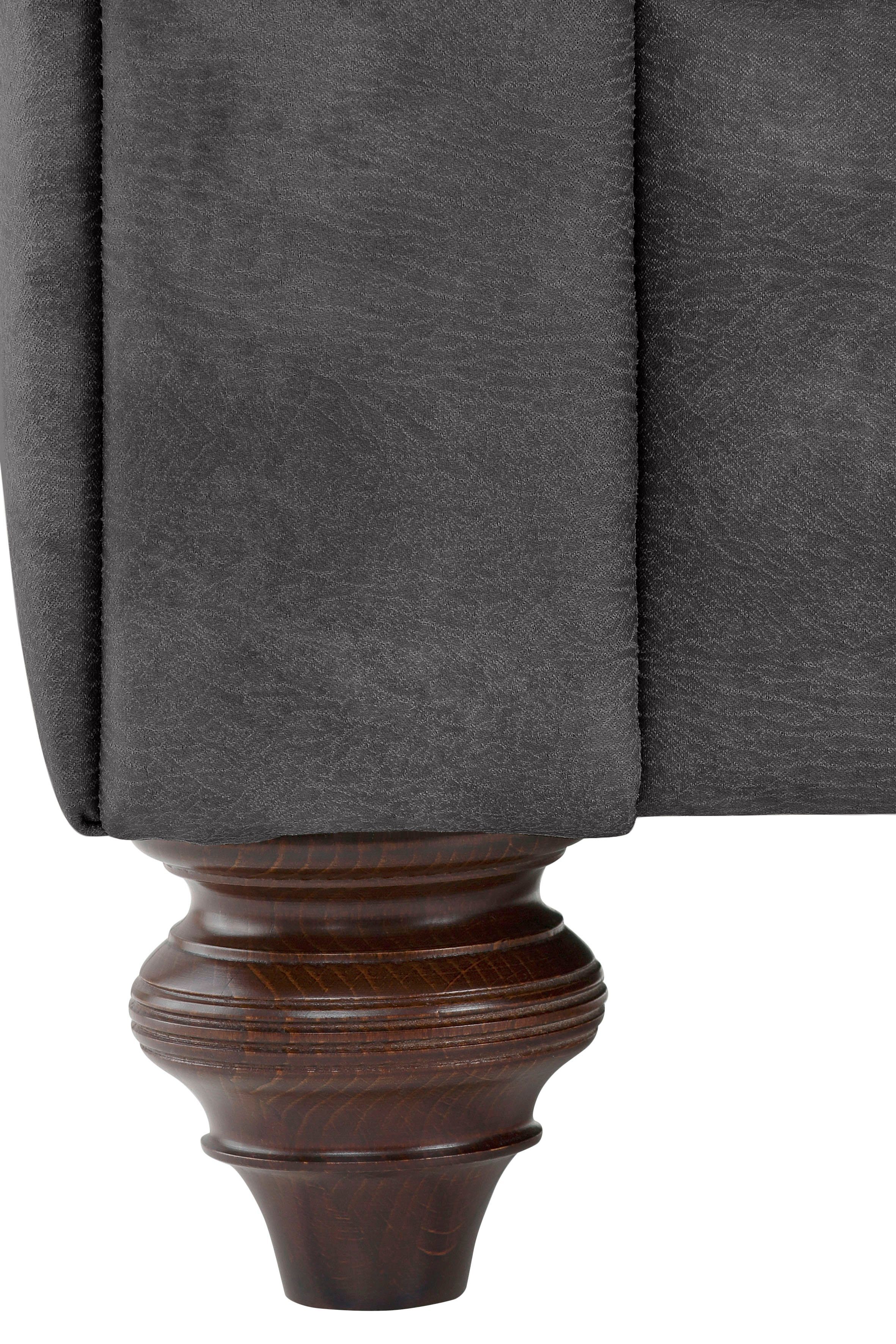 Home affaire Chesterfield-bank Chesterfield 2-zits B/D/H: 150/89/74 cm met hoogwaardige knoopdetails, ook in leer