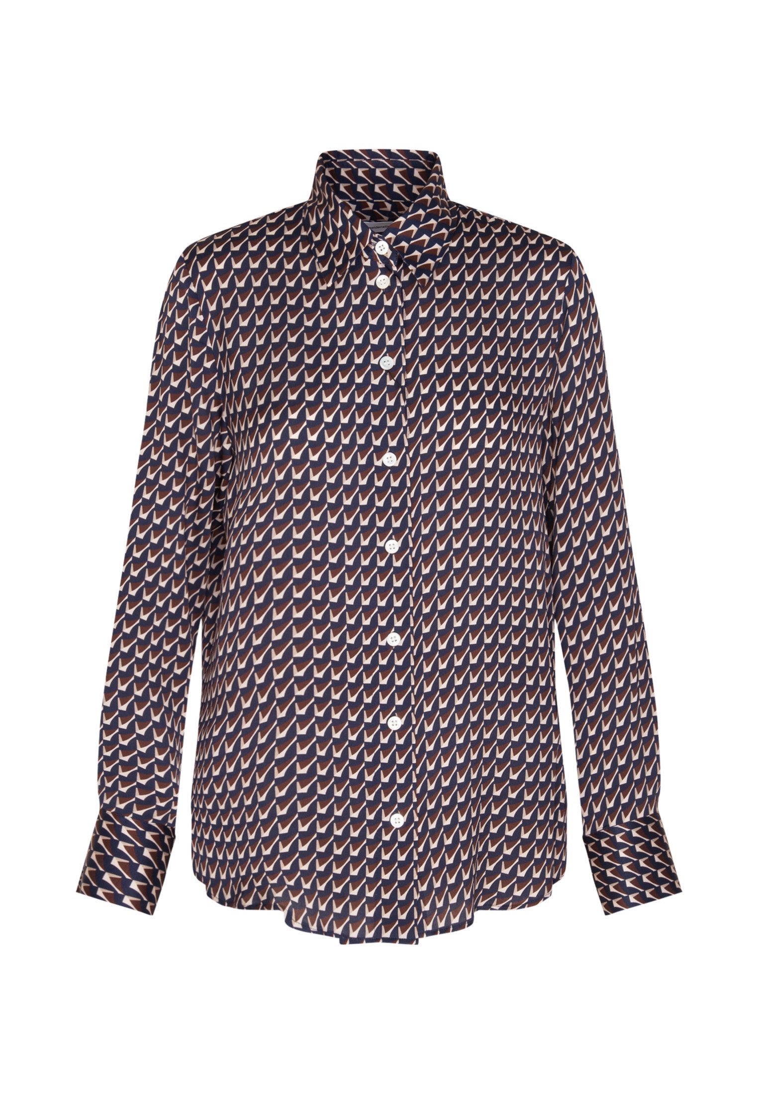 seidensticker Overhemdblouse Zwarte roos Lange mouwen kraag print