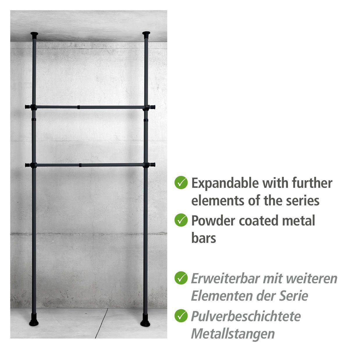 WENKO Garderobestang Herkules uittrekbaar tot120 cm (2-delig)