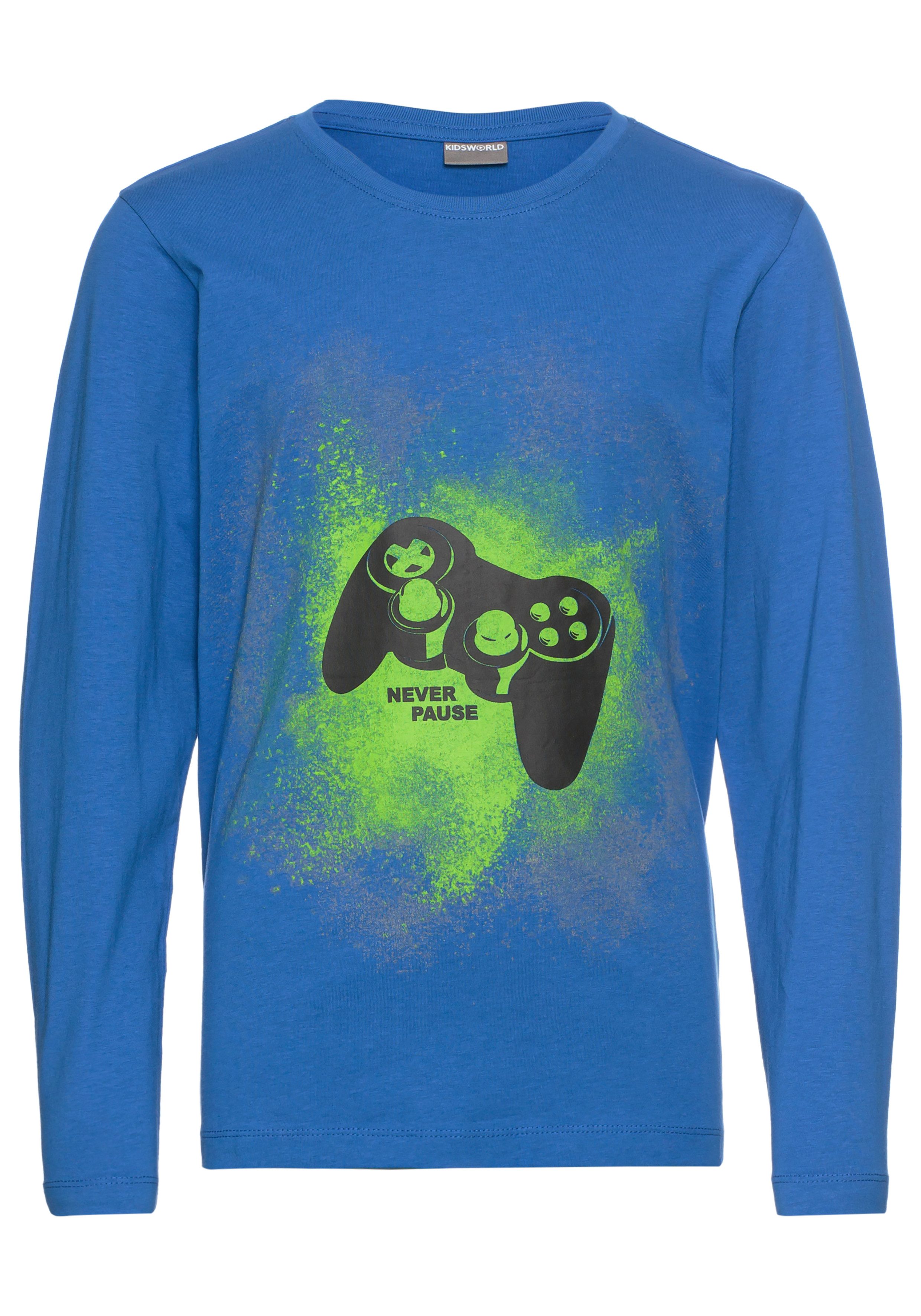 KIDSWORLD Shirt met lange mouwen Gamer Langarm, basic pasvorm, met trendy opdruk