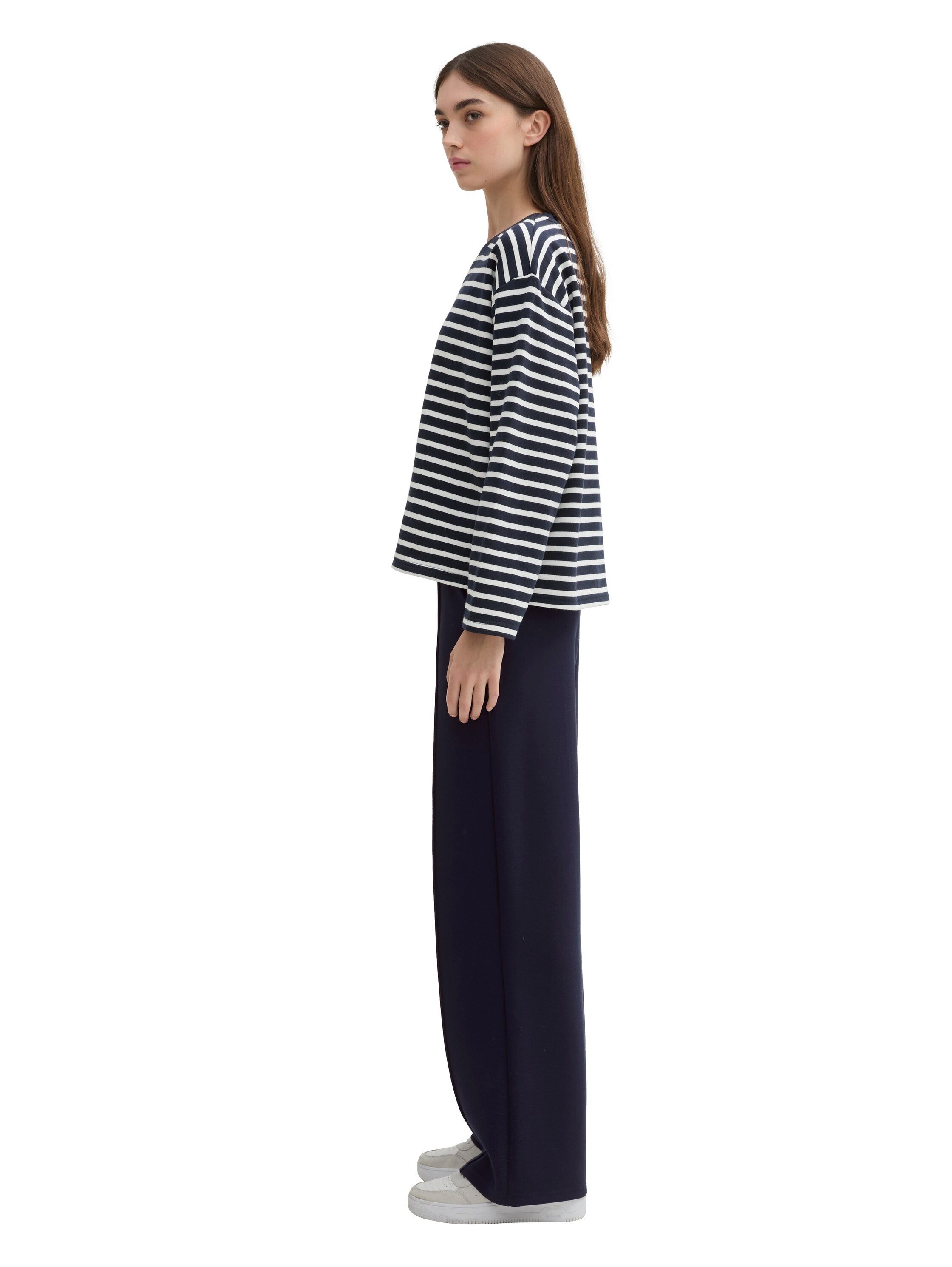 Tom Tailor Denim Stoffen broek met rechte pijp en bindkoord