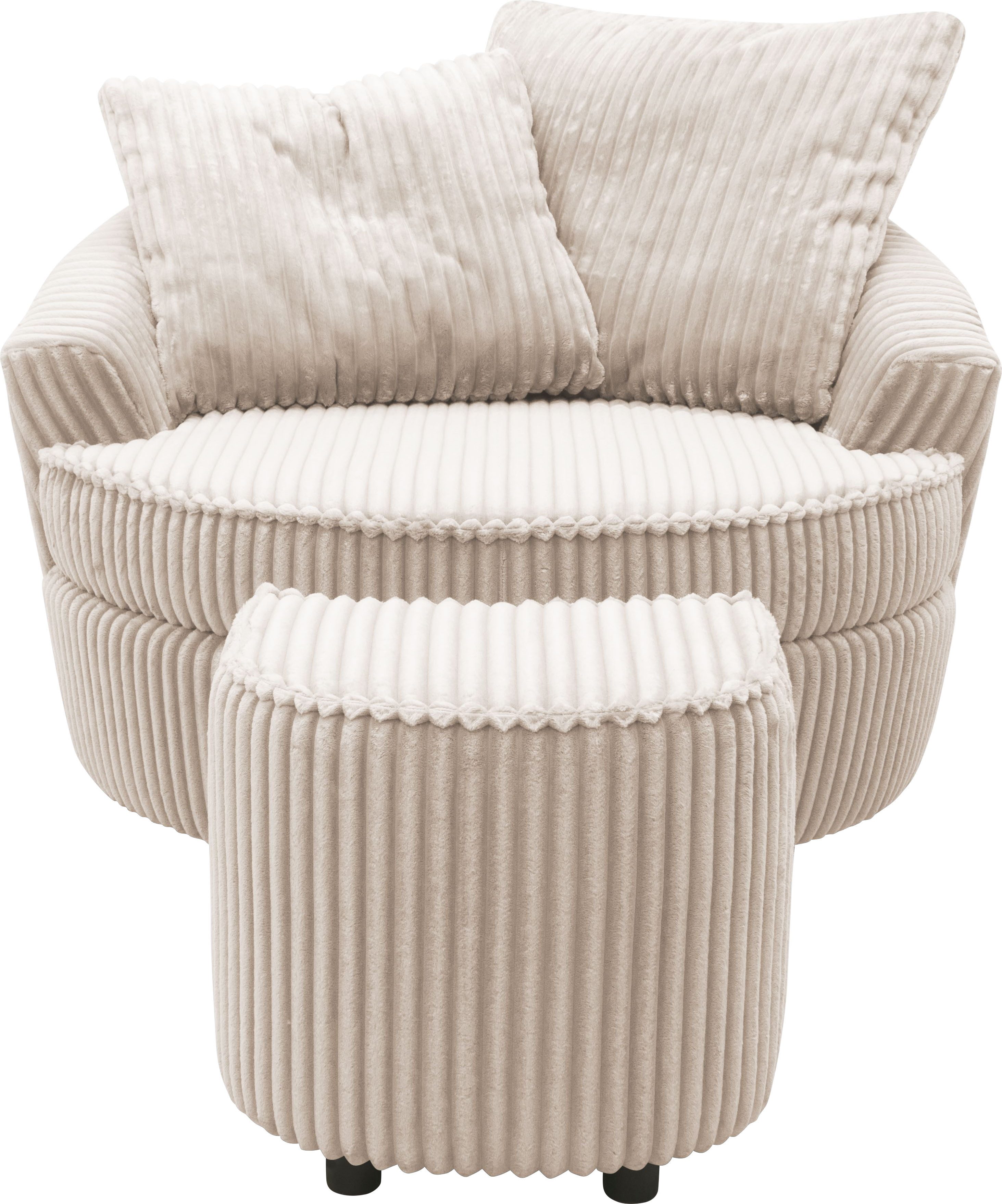 INOSIGN Draaibare fauteuil AMECA, relaxstoel met draaifunctie en poef, 122 x 126 x 76 cm (set, 2 stuks)