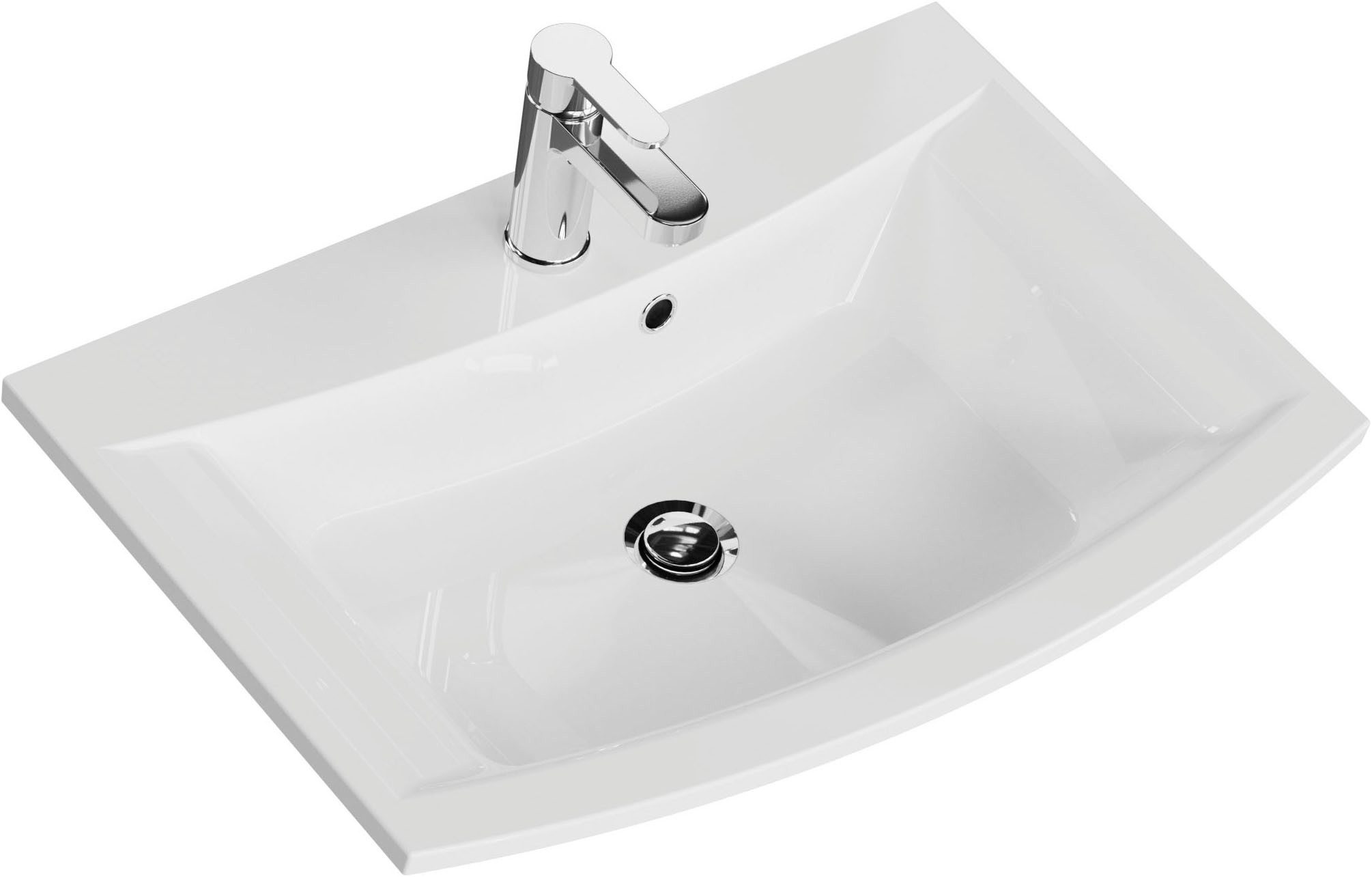 Saphir Badmeubelset Serie 7045 2-delig, mineraalmarmeren wastafel met led-spiegelkast (set, 2 stuks)