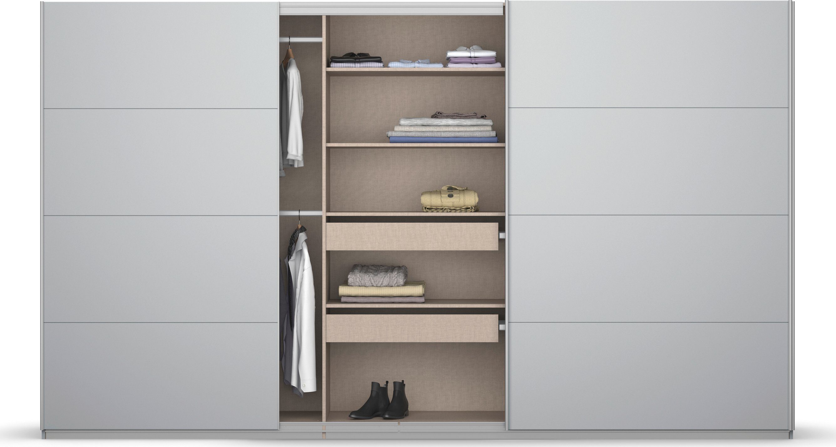 rauch Zweefdeurkast Koluna Glazen front, inclusief 2 lades en extra planken