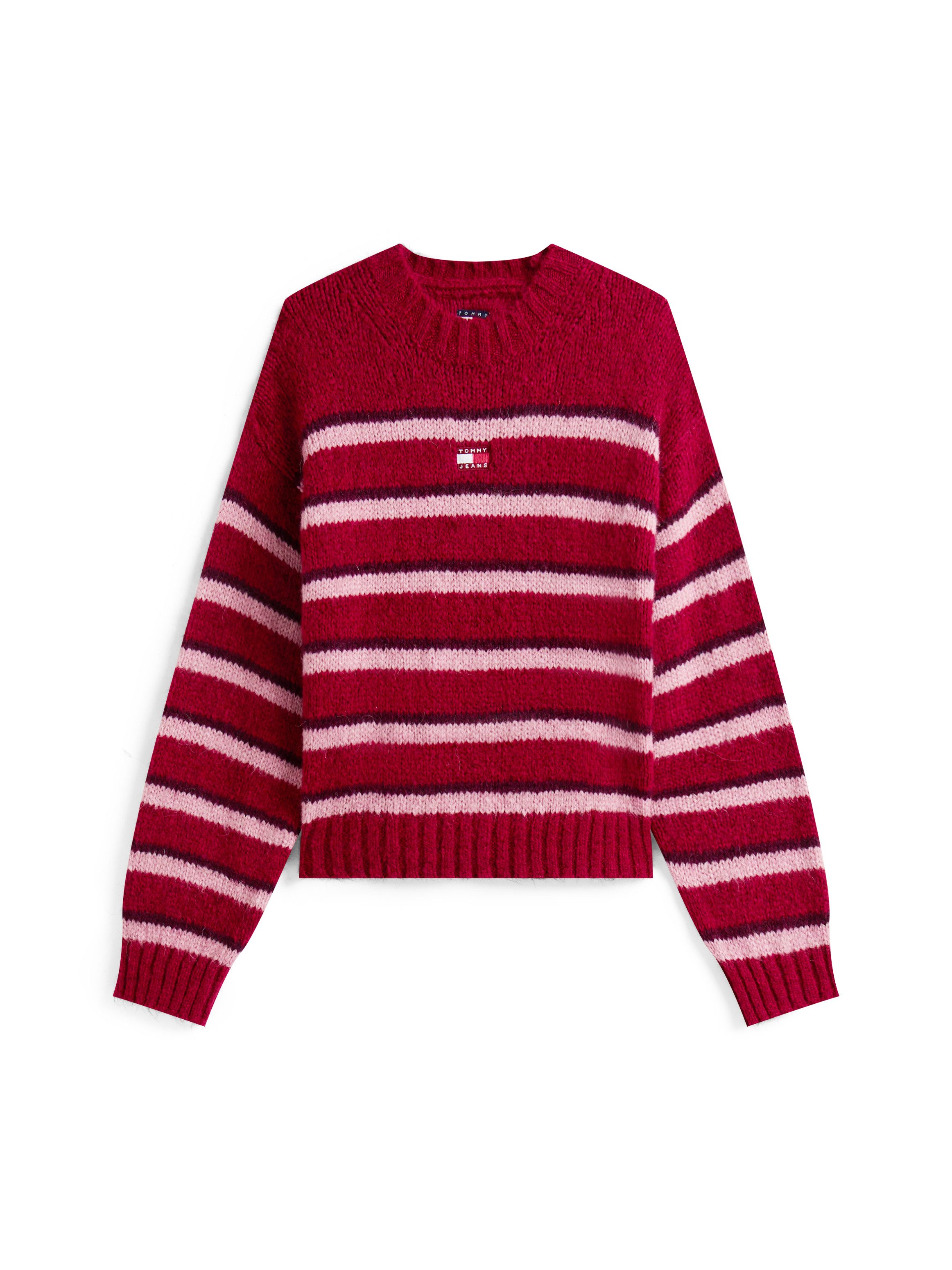 TOMMY JEANS Trui met ronde hals TJW BADGE STRIPE FLUFFY SWEATER
