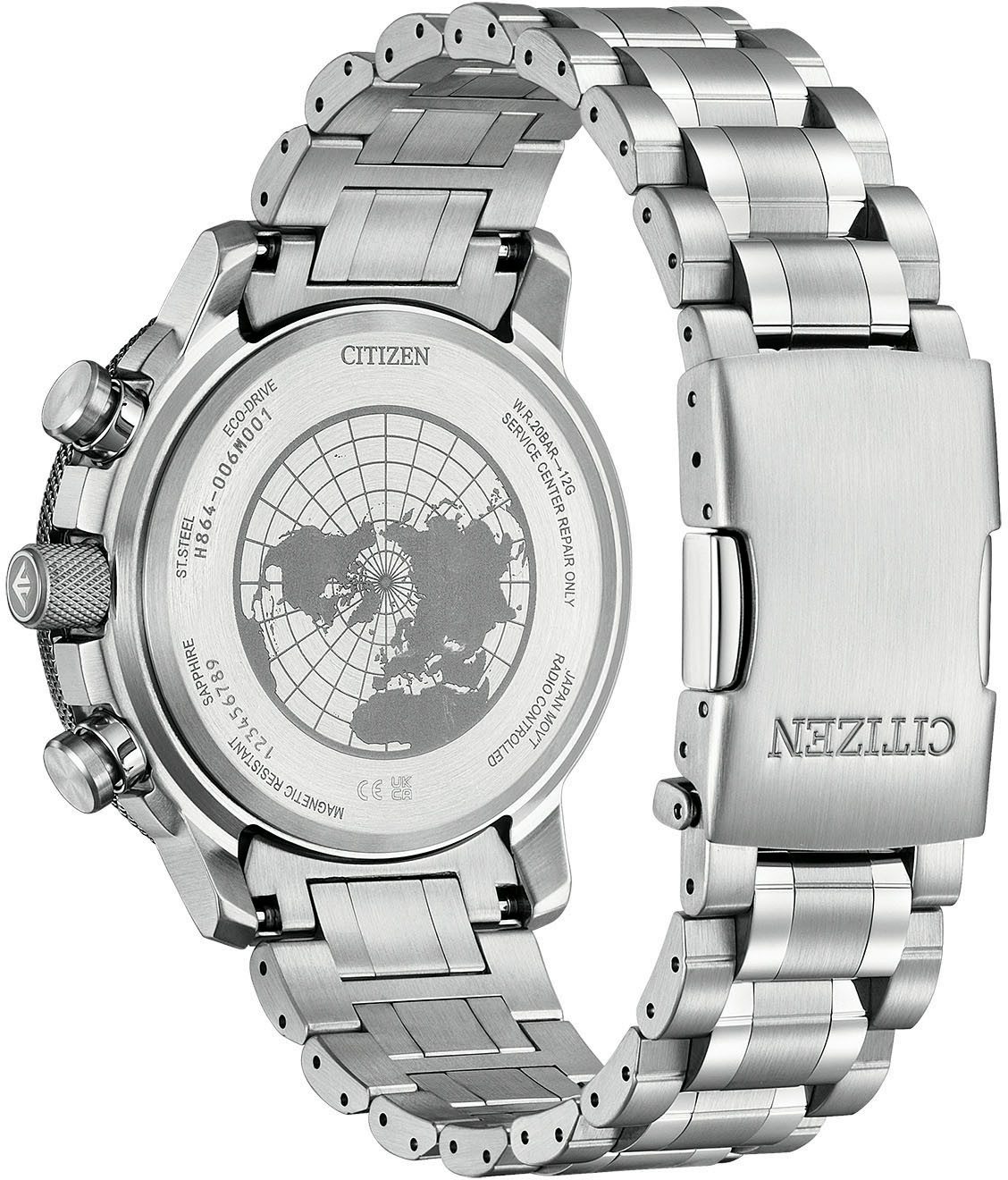 Citizen Multifunctioneel radiografisch horloge Promaster Geo Trekker Horloge, solar, herenhorloge, stalen band, analoog