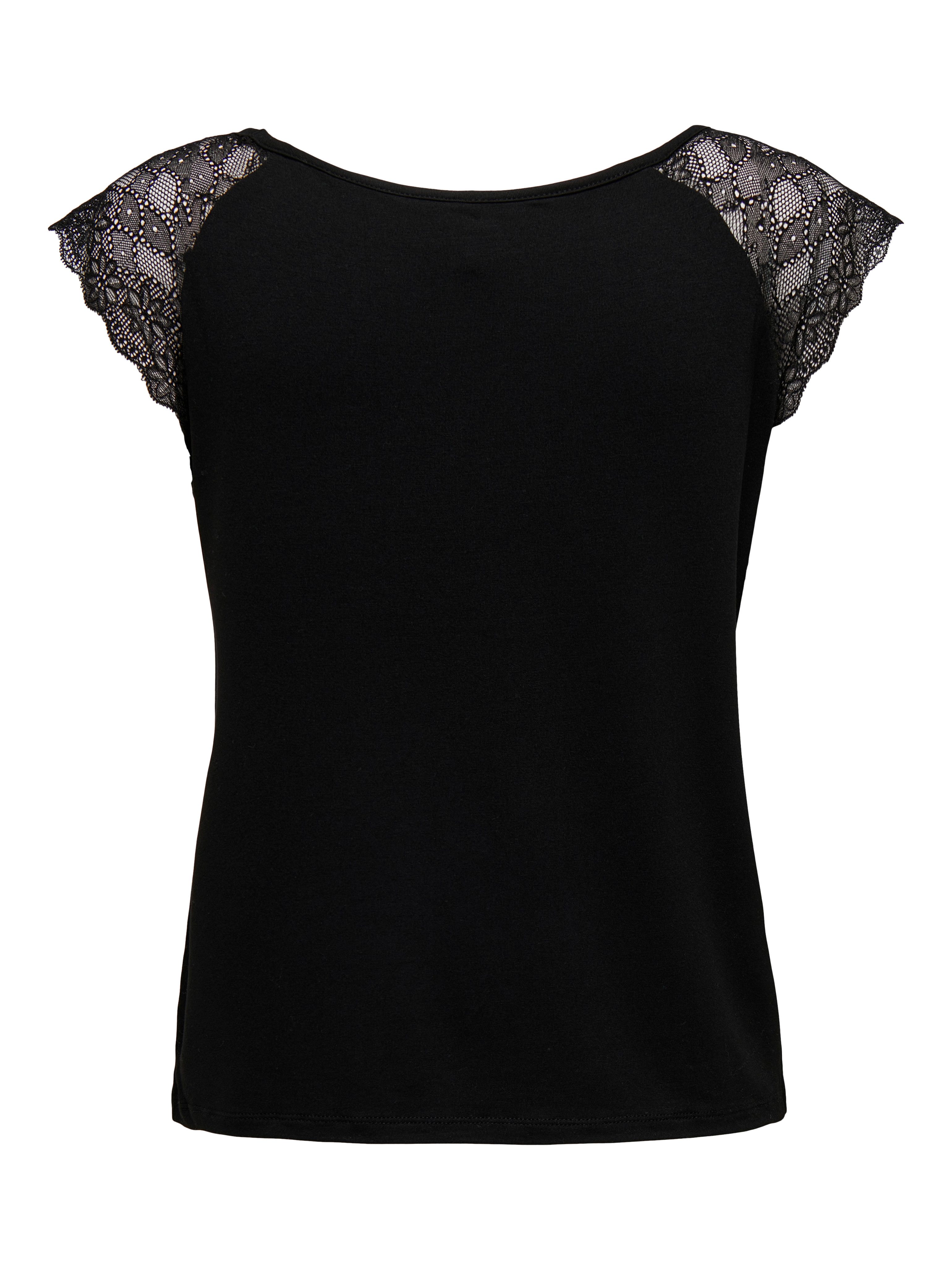 Only Shirt met V-hals ONLPETRA S/S LACE MIX TOP CS JRS