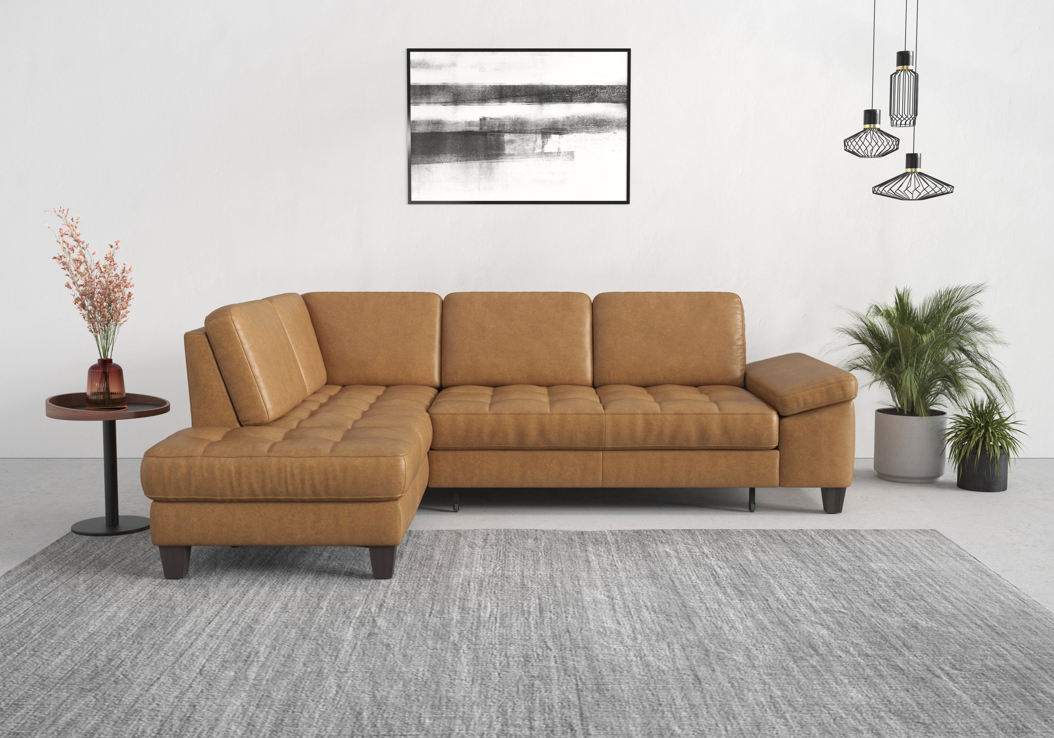 sit&more Hoekbank Westham L-vorm met ottomane, met of zonder slaapfunctie, bedkist, verstelling bruin, hoekbanken, Breedte ligoppervlak: 133 cm,