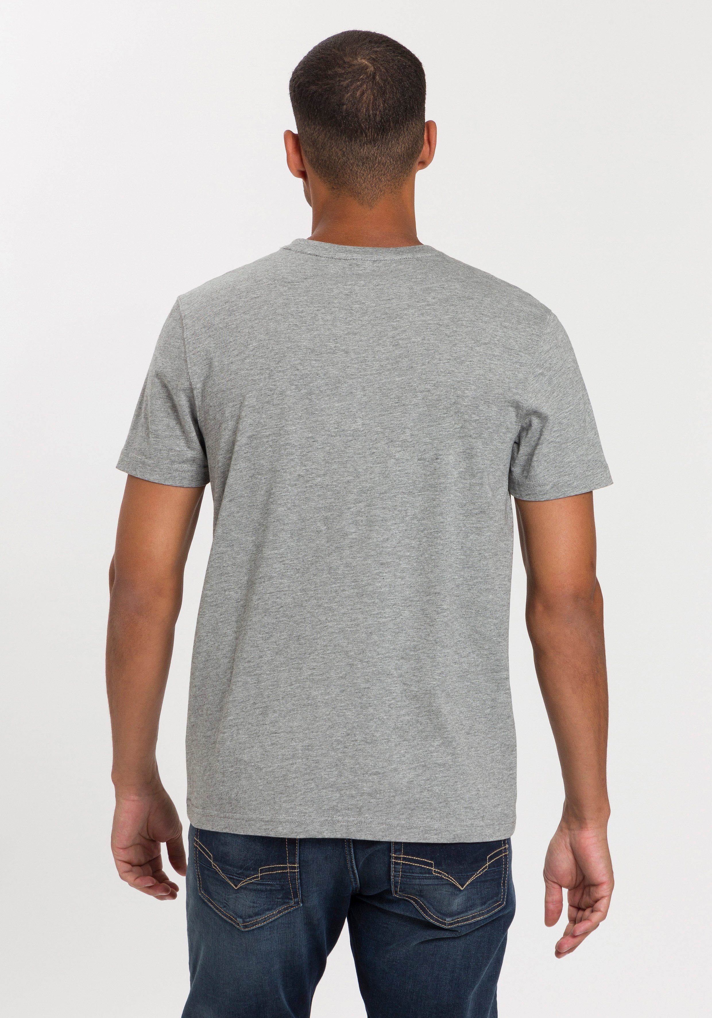 H.I.S T-shirt smal gesneden, bedrukt ontwerp, van 100% katoen (3-delig, Set van 3)