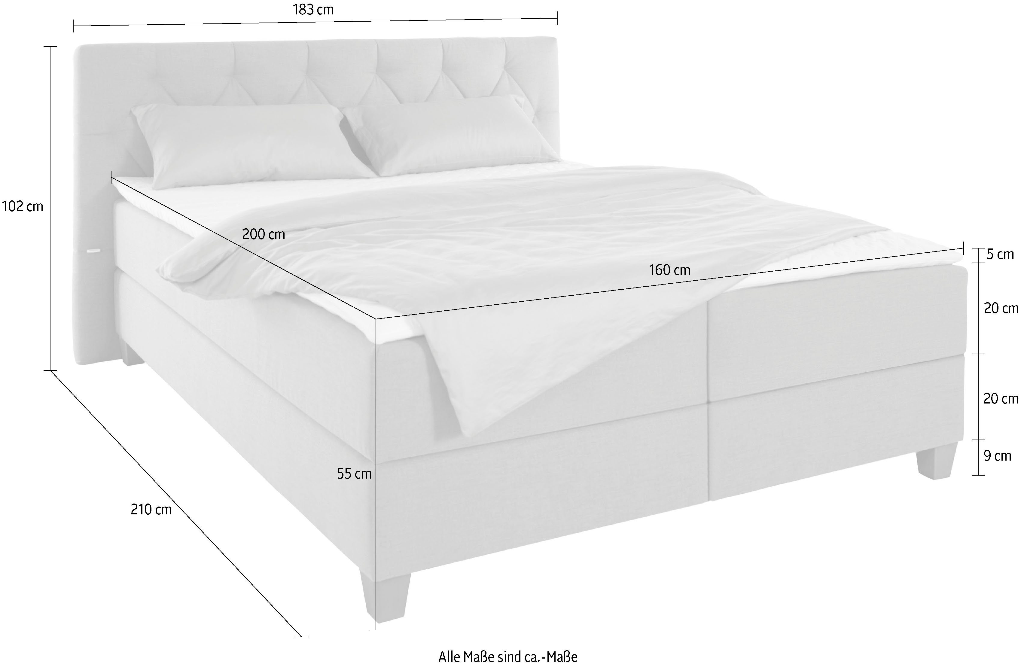 Guido Maria Kretschmer Home&Living Boxspring Harmones in 3 breedten, hardheid ook gemengd met elk 1 matras in h2 en h3