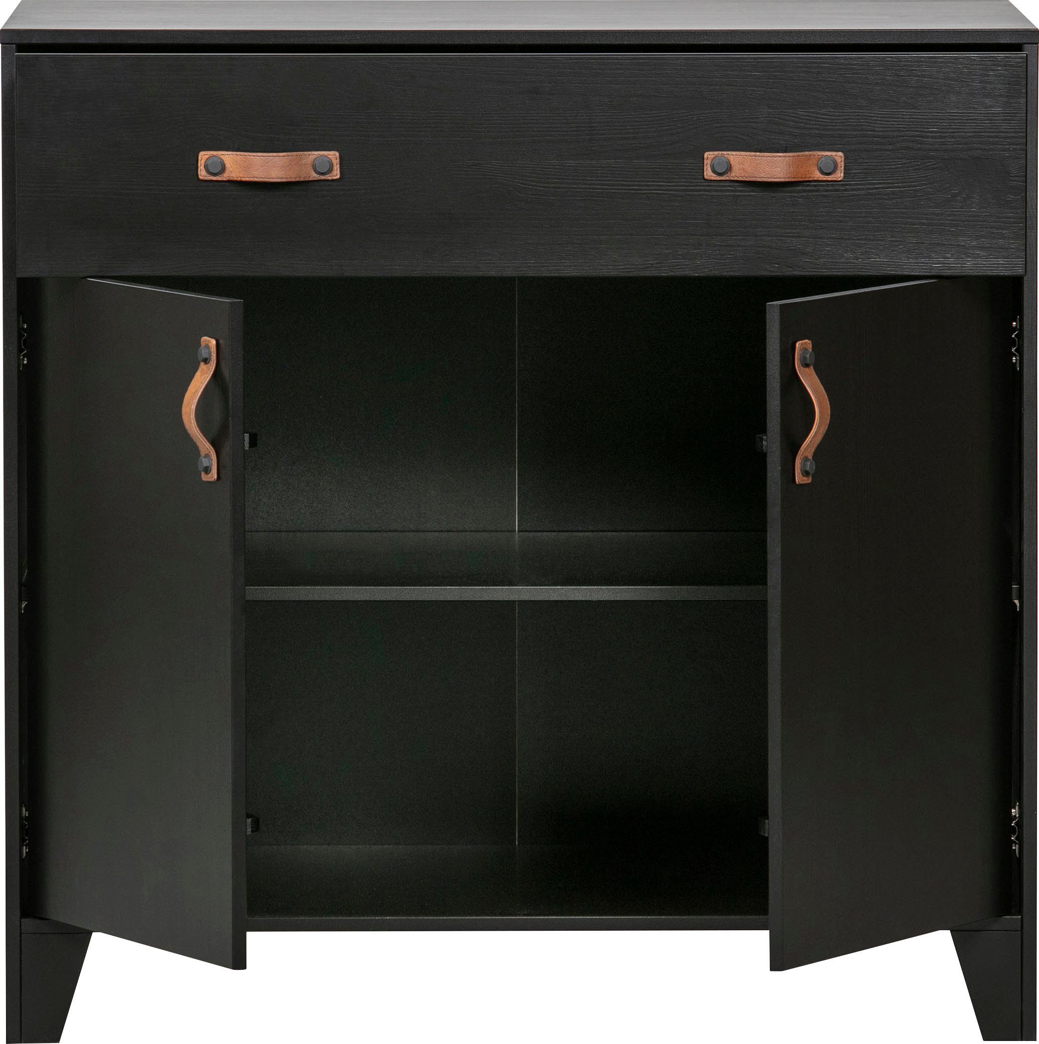 WOOOD Kast Dian van zwarte dennen, breedte 94 cm x hoogte 93 cm