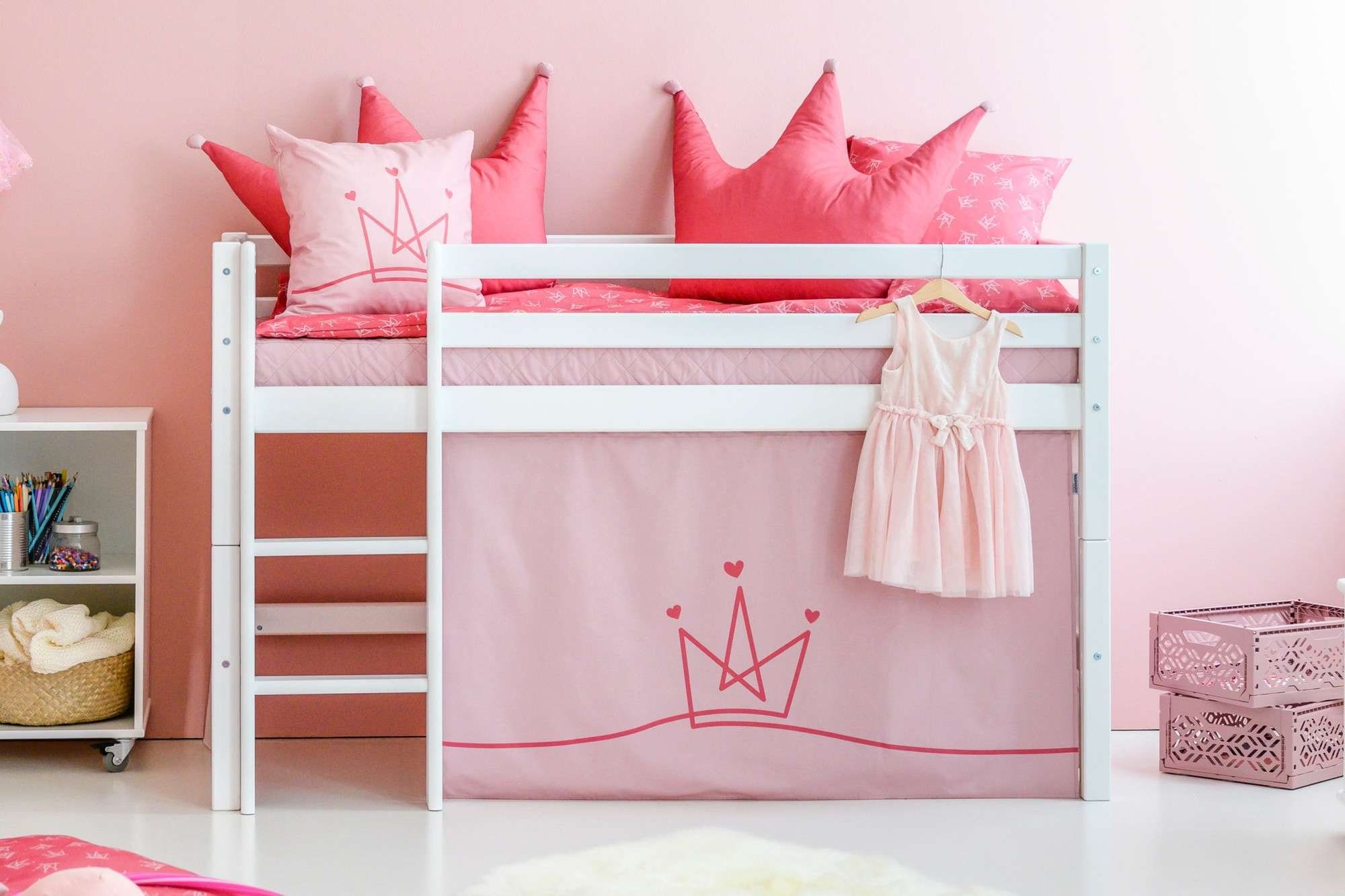 Hoppekids Hoogslaper ECO Dream, kinderbed, speelbed, halfhoog bed van massief hout