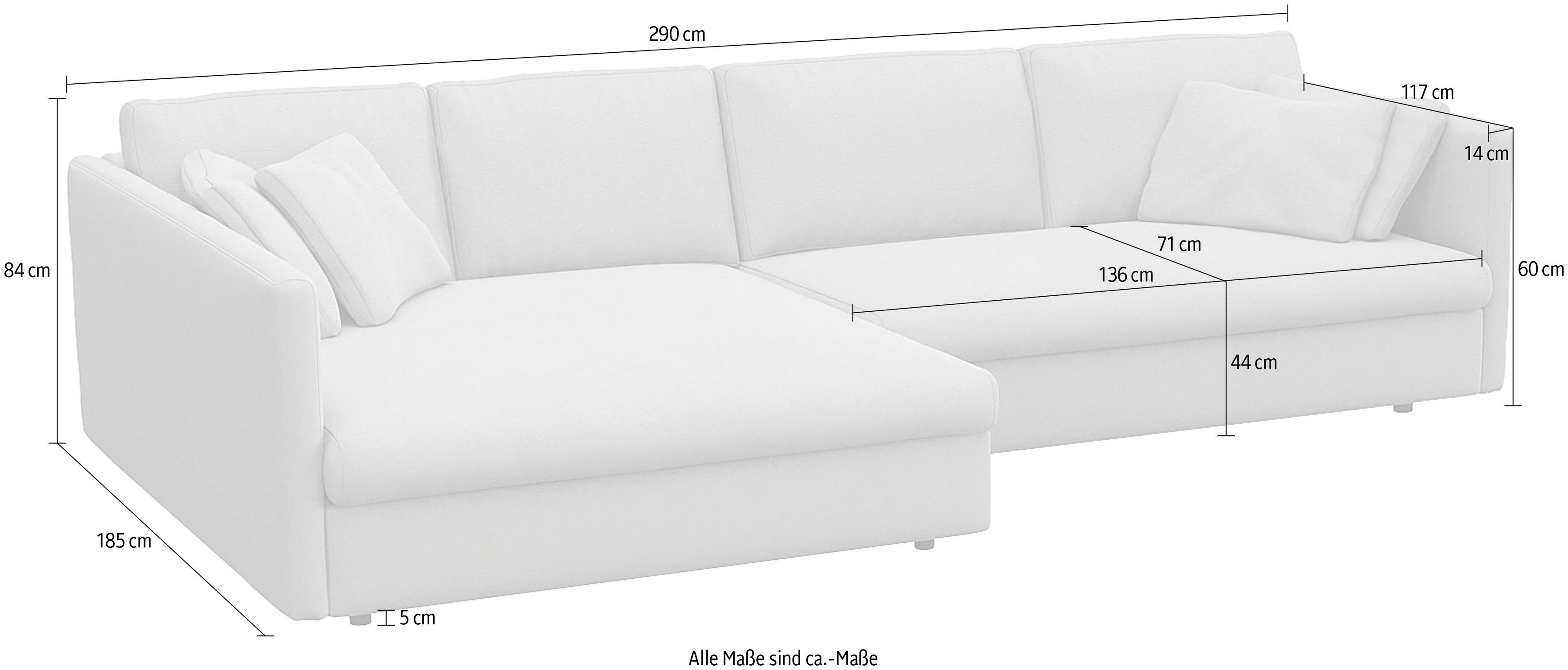 FLEXLUX Hoekbank Lovane Zacht en zeer comfortabel, grote zitdiepte op koudschuim, inclusief sierkussen