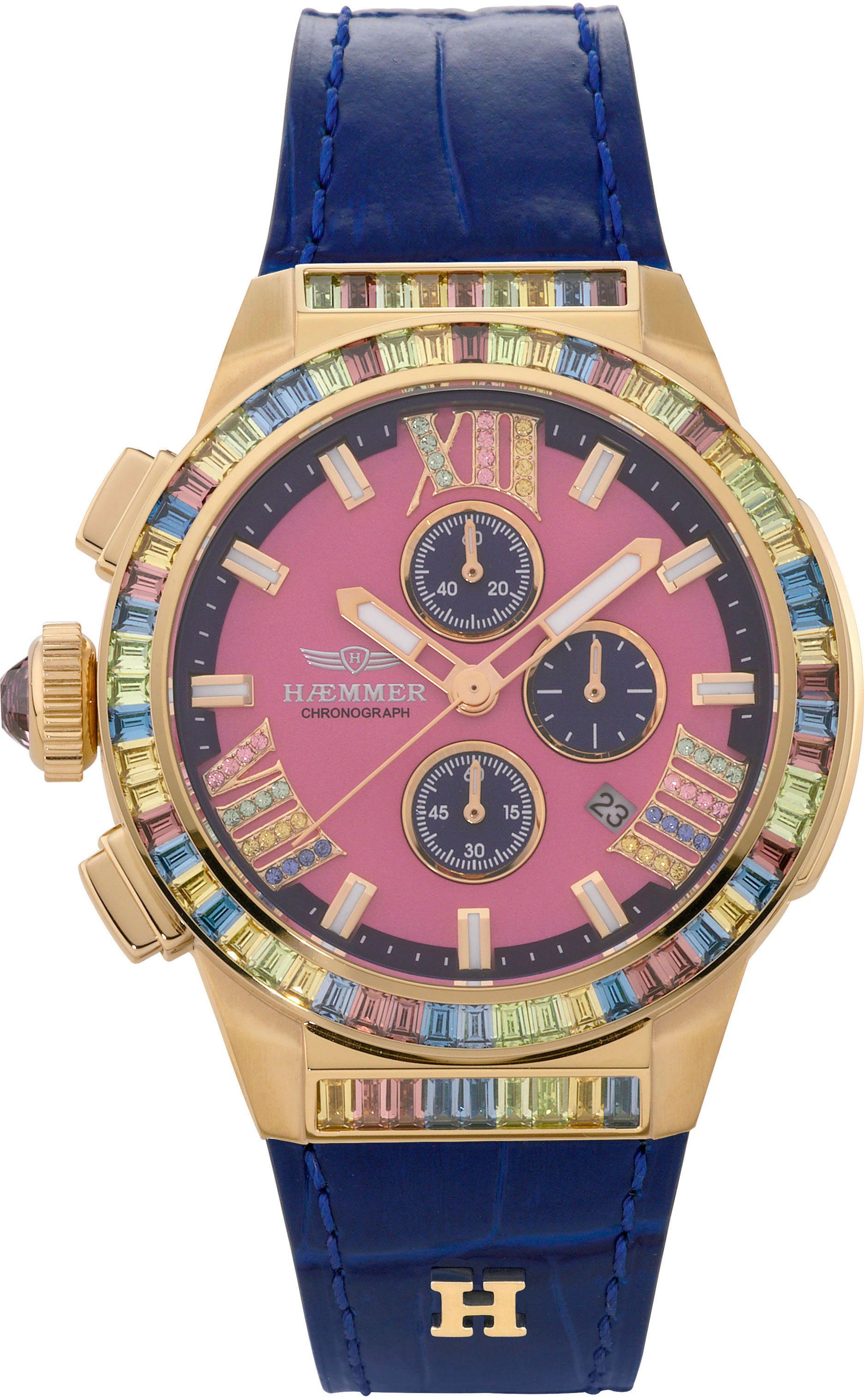 HAEMMER GERMANY Chronograaf AURELIA, GR-003 Quartzhorloge, dameshorloge, datum, stopwatchfunctie,...