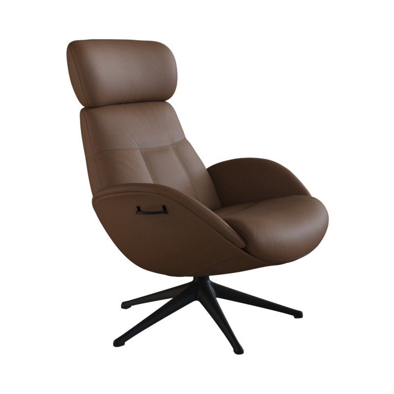 FLEXLUX Relaxfauteuil Relaxchairs Elegant Eersteklas comfort, rug- en hoofdsteunverstelling, draaibaar, zwarte voet tv-fauteuils bruin