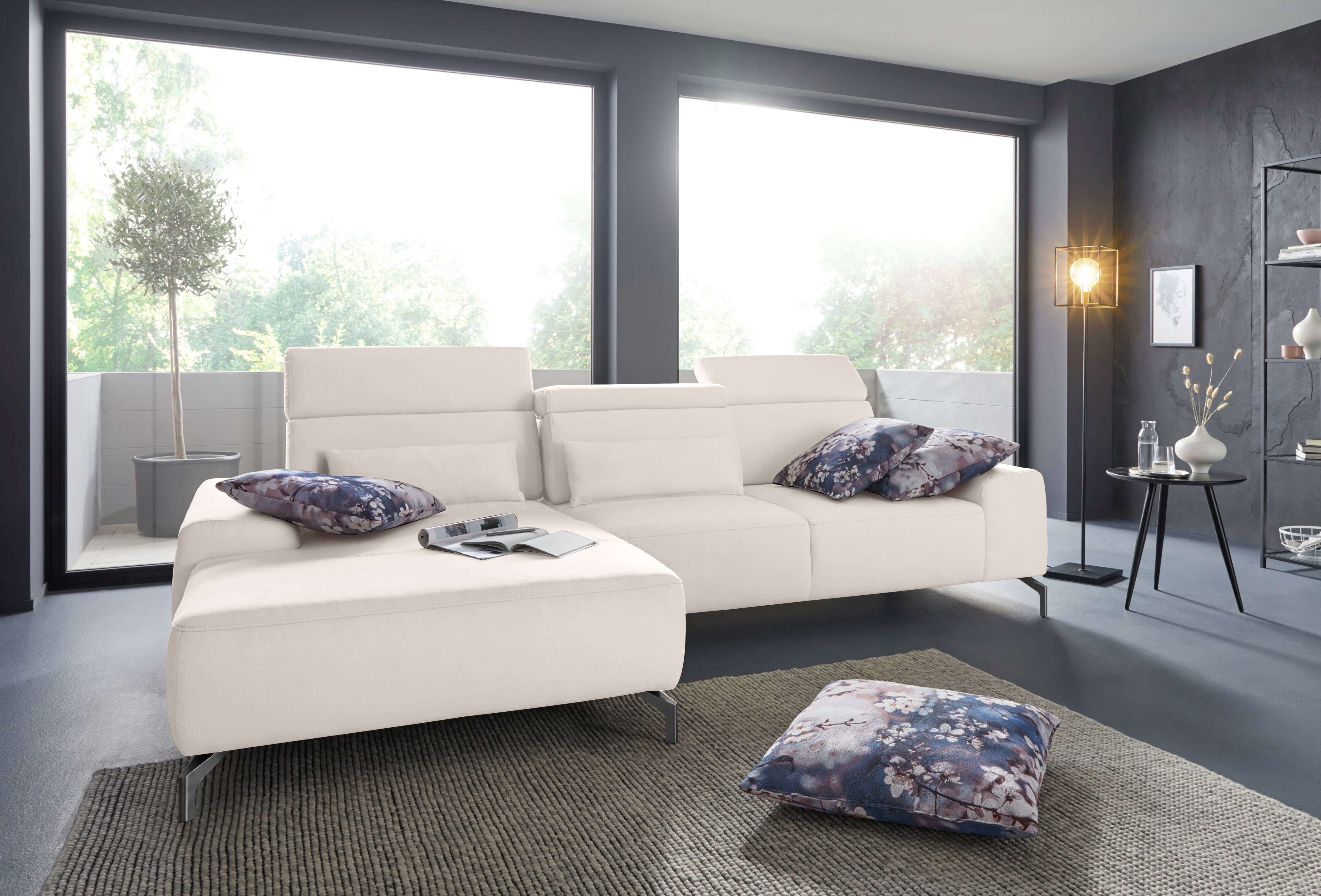sit&more Hoekbank Gizeh L-vorm Poothoogte 15 cm, inclusief zitdiepteverstelling en verstelbare hoofdsteun
