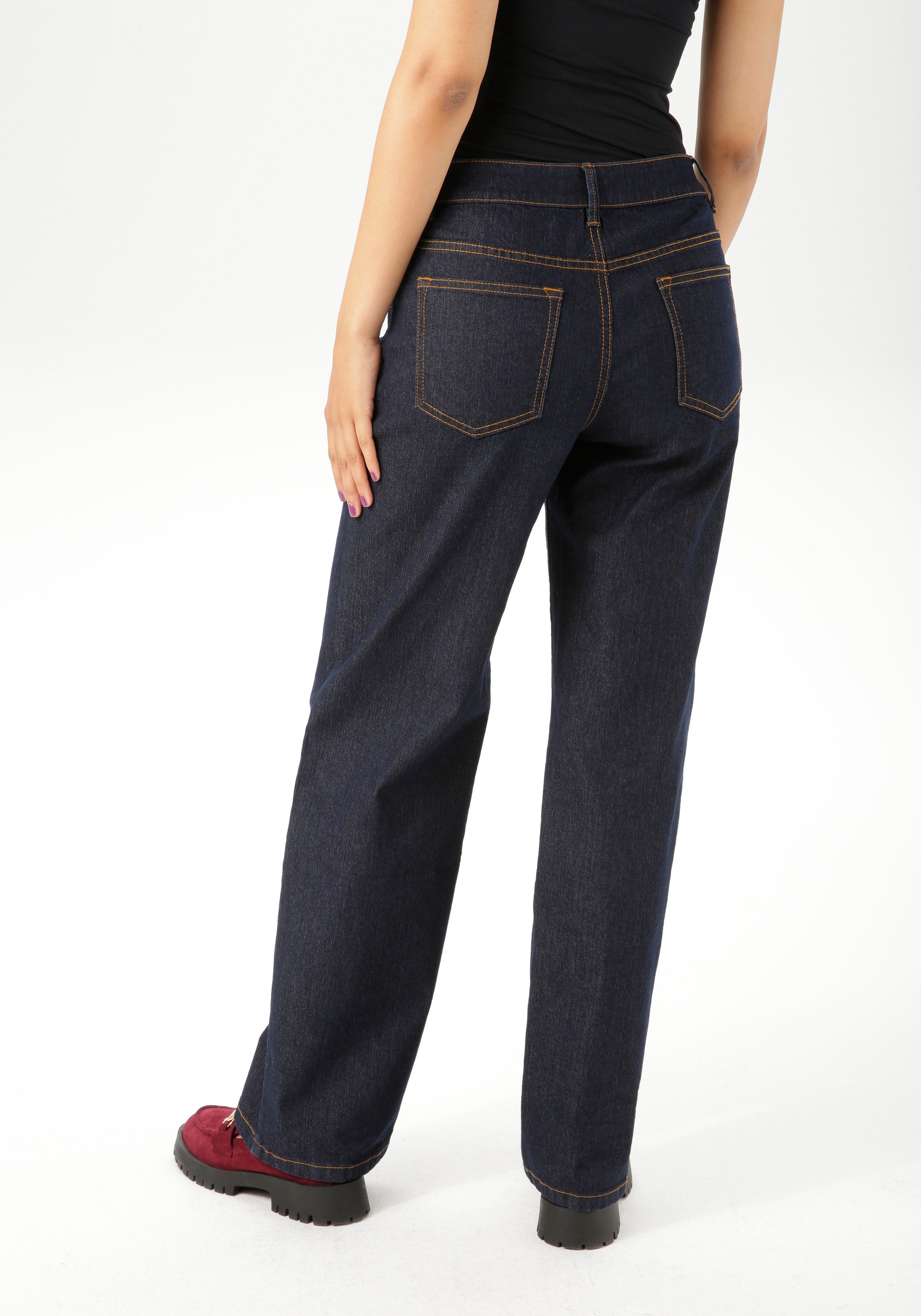 Aniston CASUAL Straight jeans met trendy wijd been
