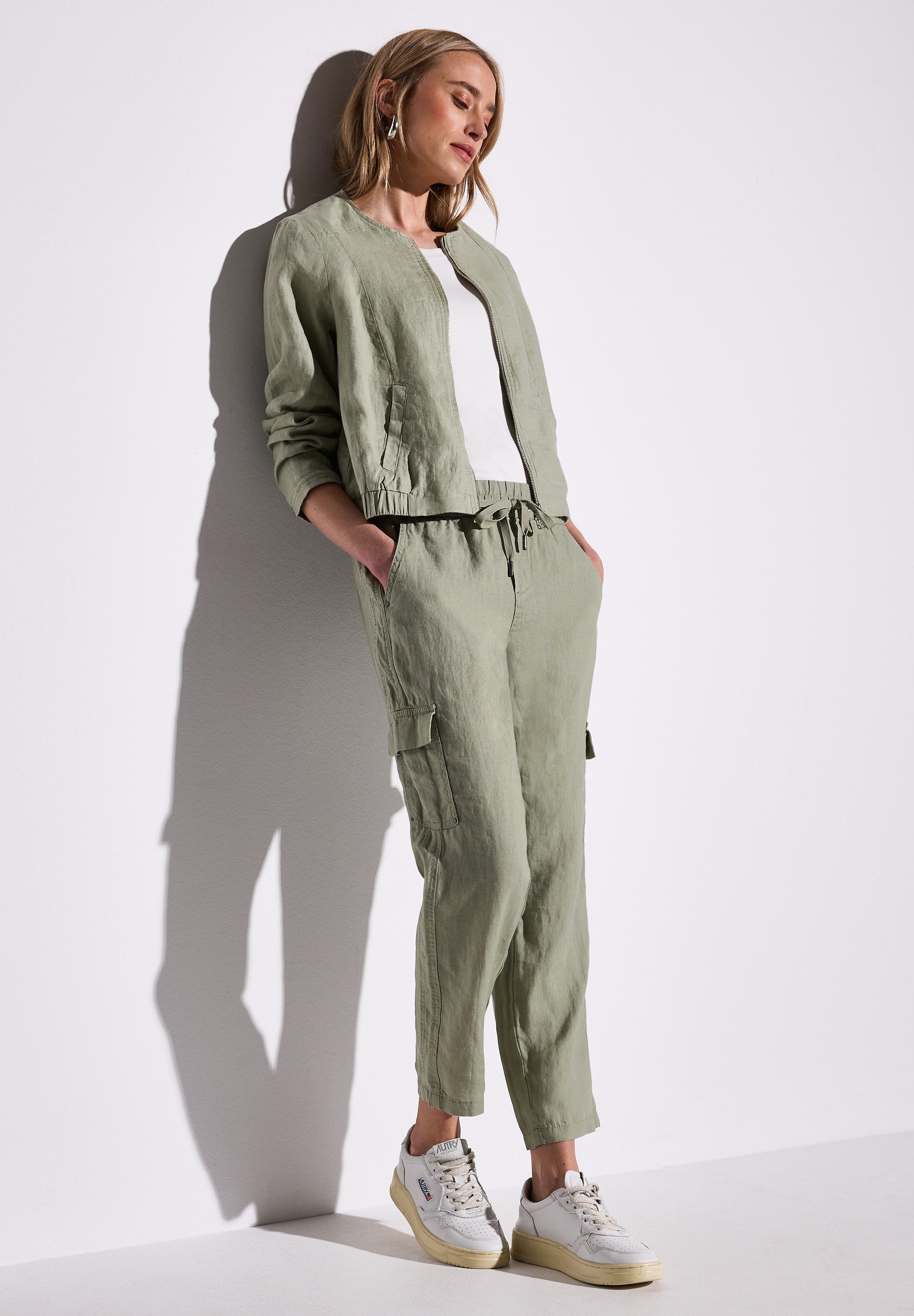 STREET ONE Linnen broek Style Bonny in cargo-look