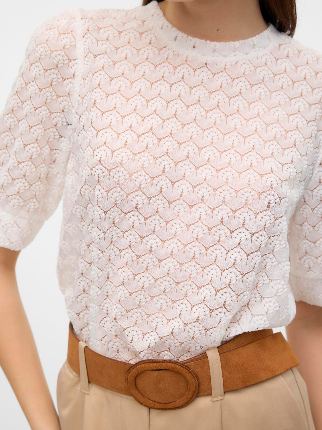 Vero Moda Shirt VMBECCA LACE SS O-NECK TOP JRS GA NOOS