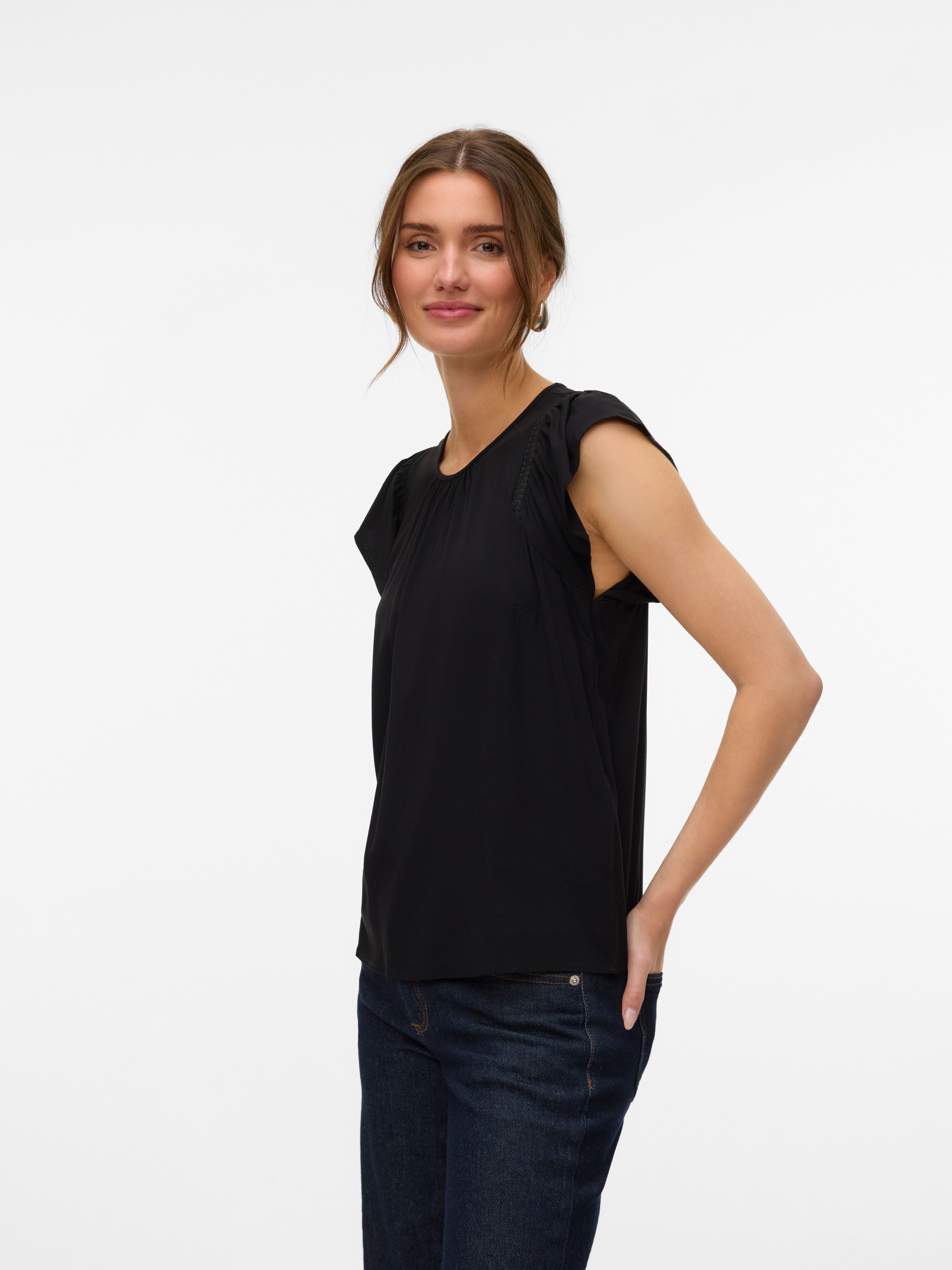 Vero Moda Blouse met korte mouwen VMBELLA SS LACE TOP WVN GA NOOS