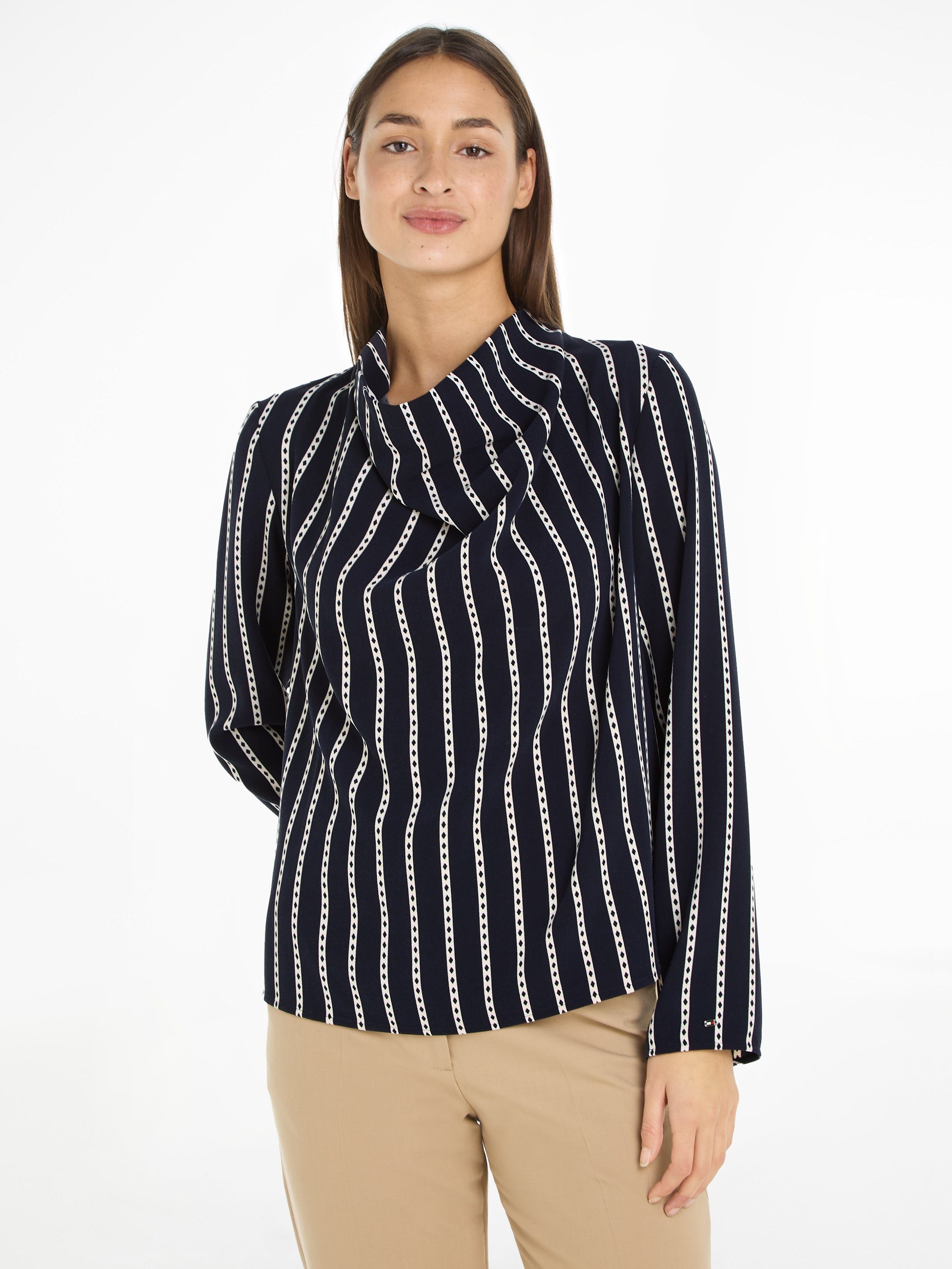 Tommy Hilfiger Top ARGYLE STRIPE COWL NECK BLOUSE