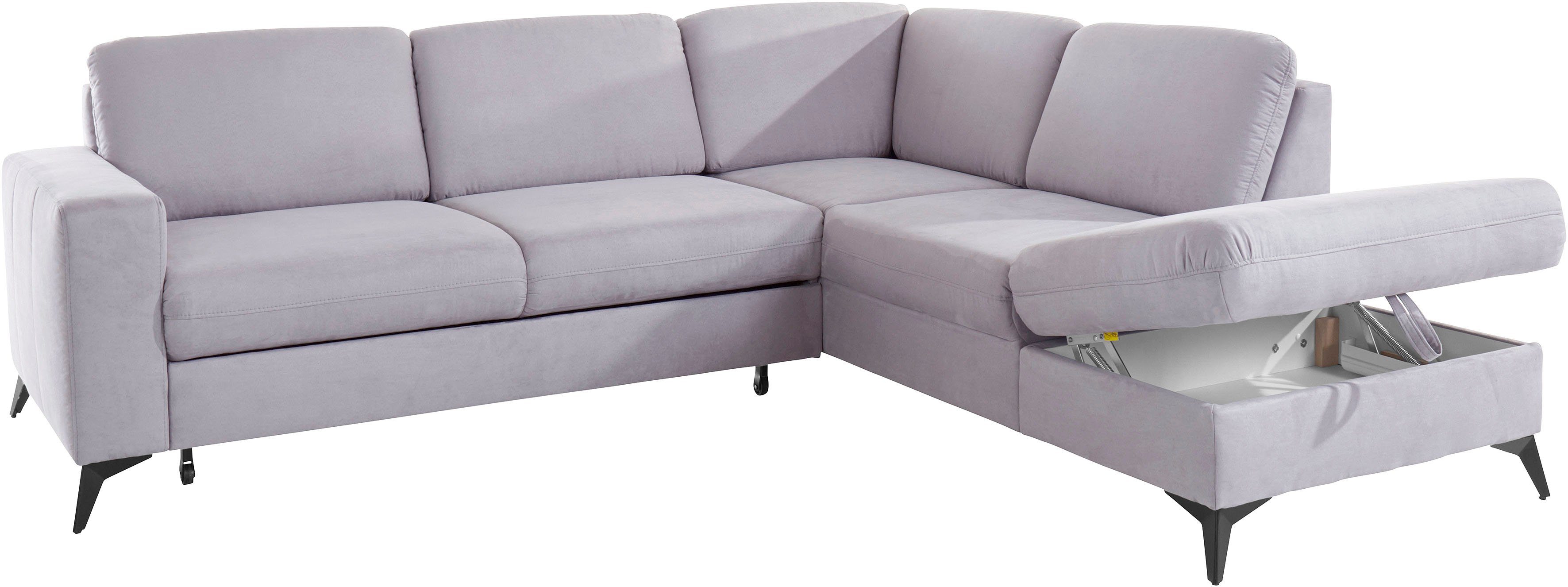 Places of Style Hoekbank Lolland L-vorm Naar keuze met slaapfunctie en bergruimte, ook met afwasbare bekleding