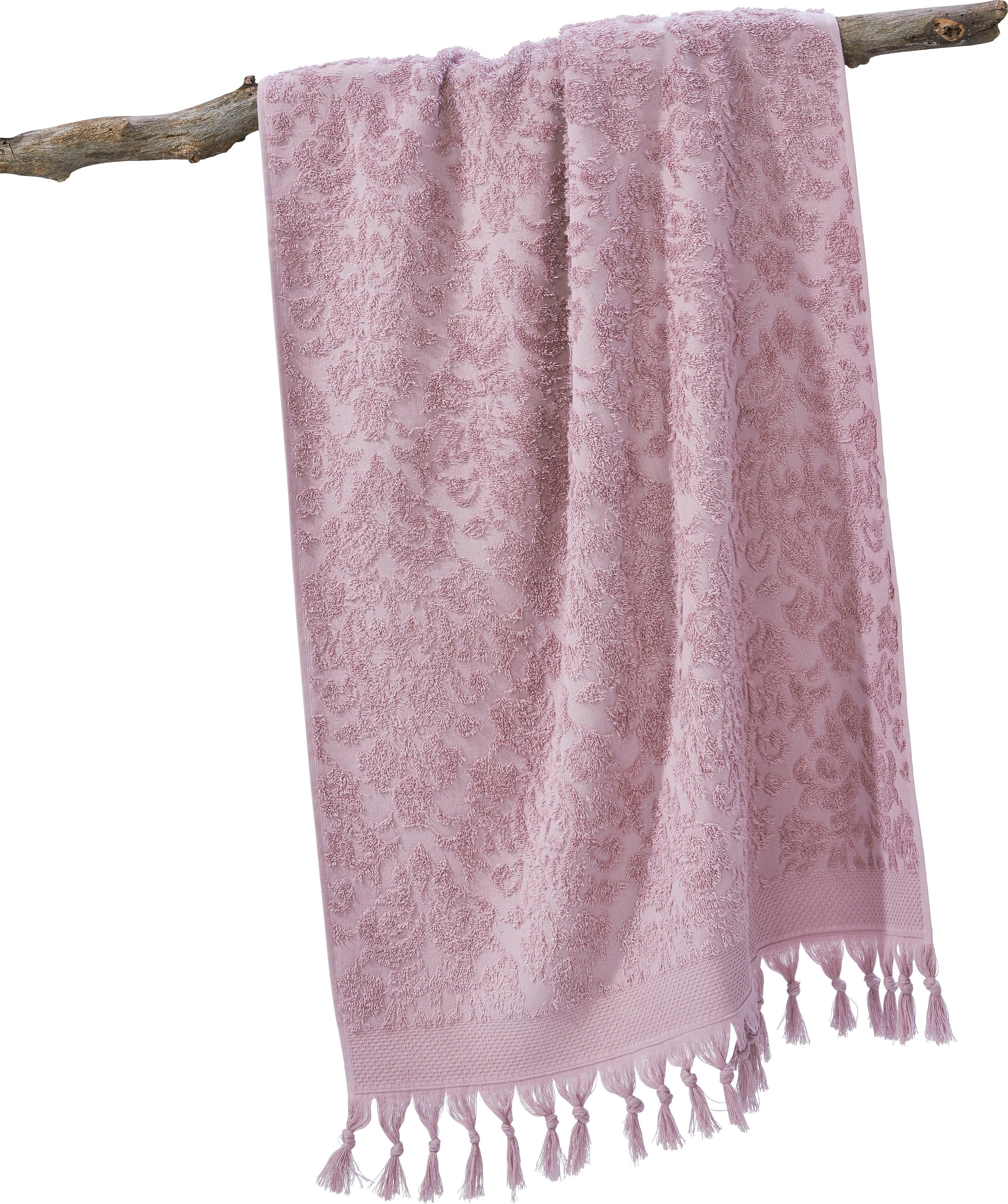 done.® Douchelaken Provence ORNAMENTS Unikleurig, ornamenten, met franje (1 stuk)