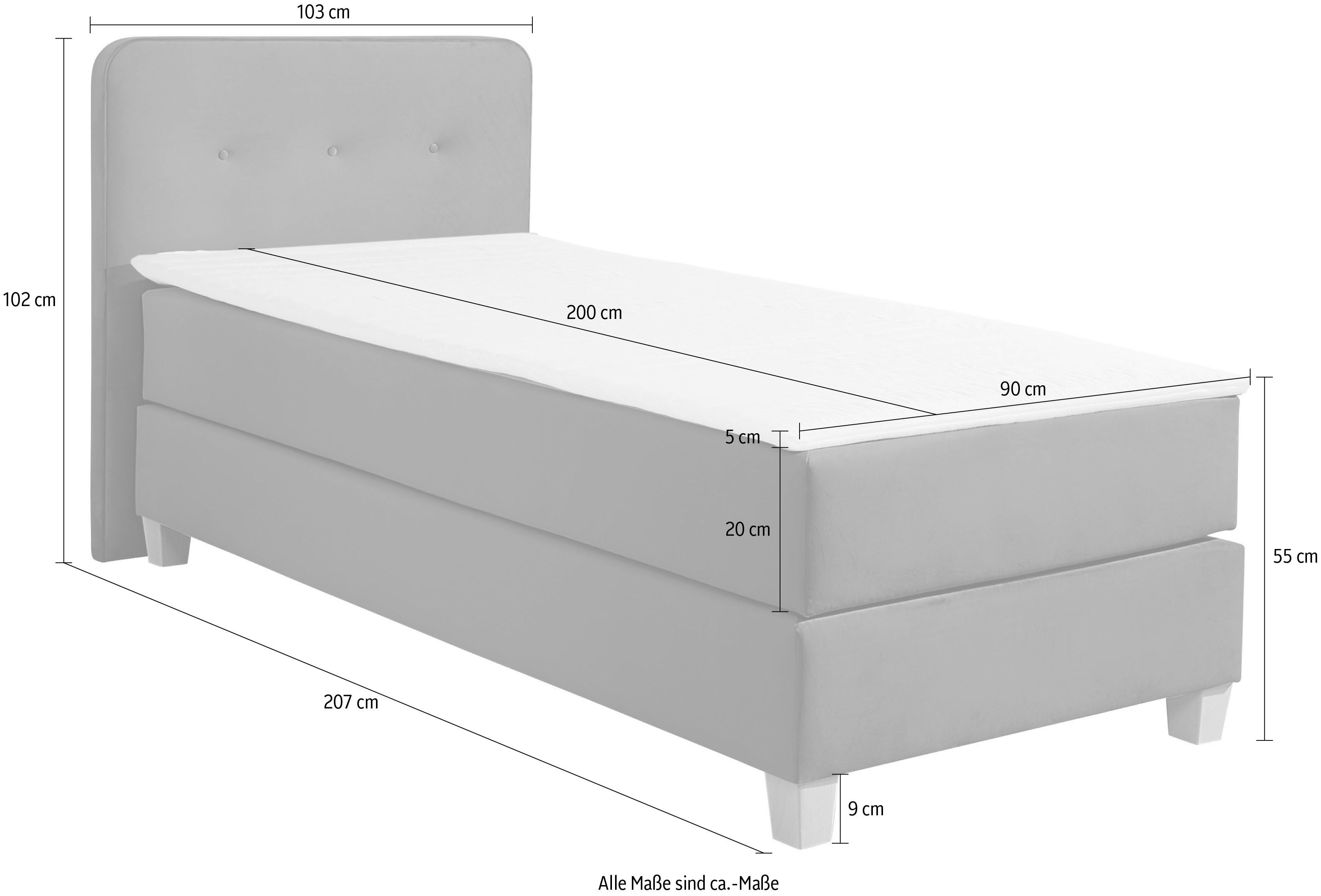 Home affaire Boxspring Fargo inclusief topper, in 3 soorten matrassen, in fluweel of structuurstof