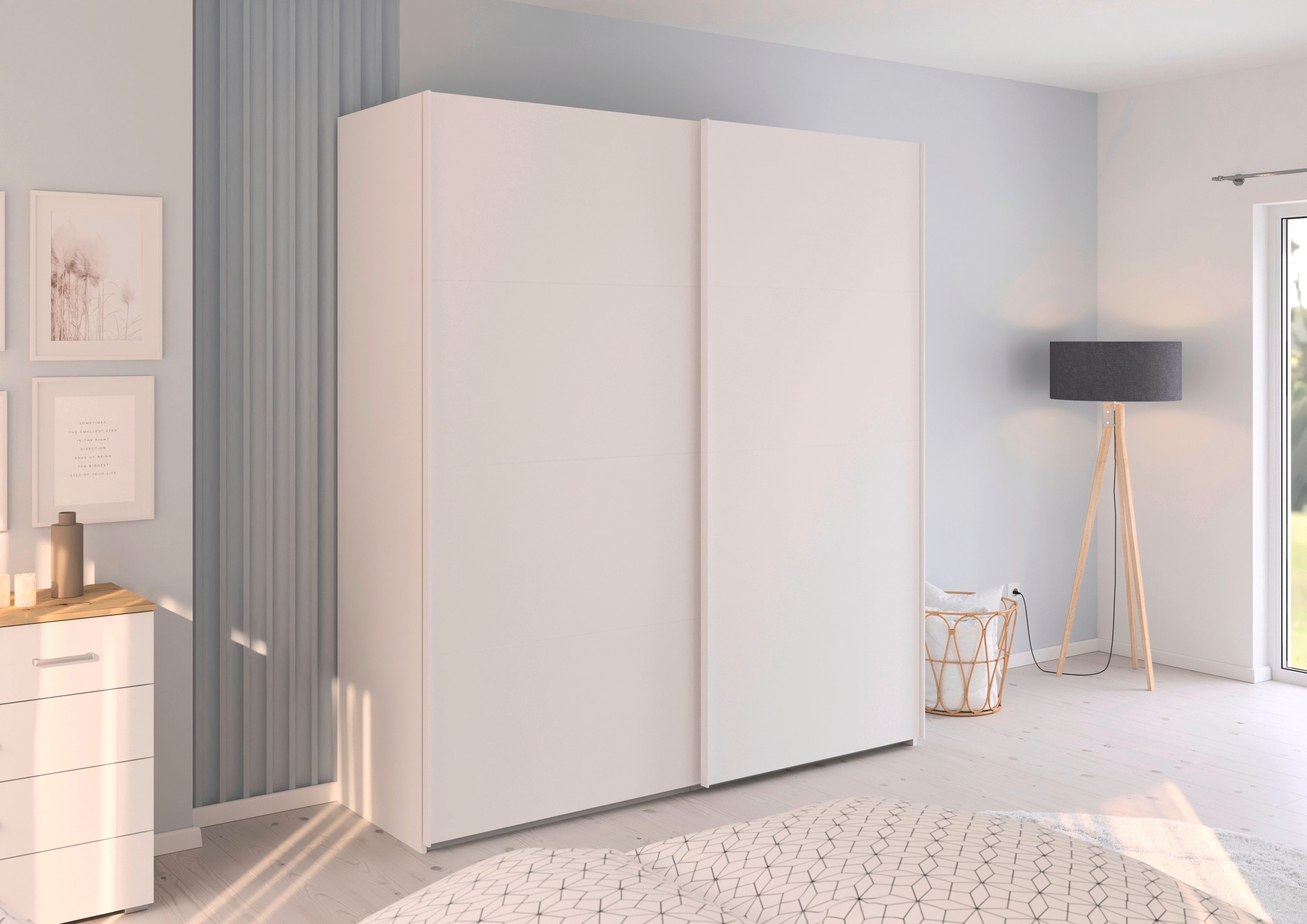 rauch Schuifdeurkast Kledingkast Kast Garderobe Slaapkamerkast EVELYN in elegante stijl, in 5 breedtes, handgrepen in corpuskleur made in germany