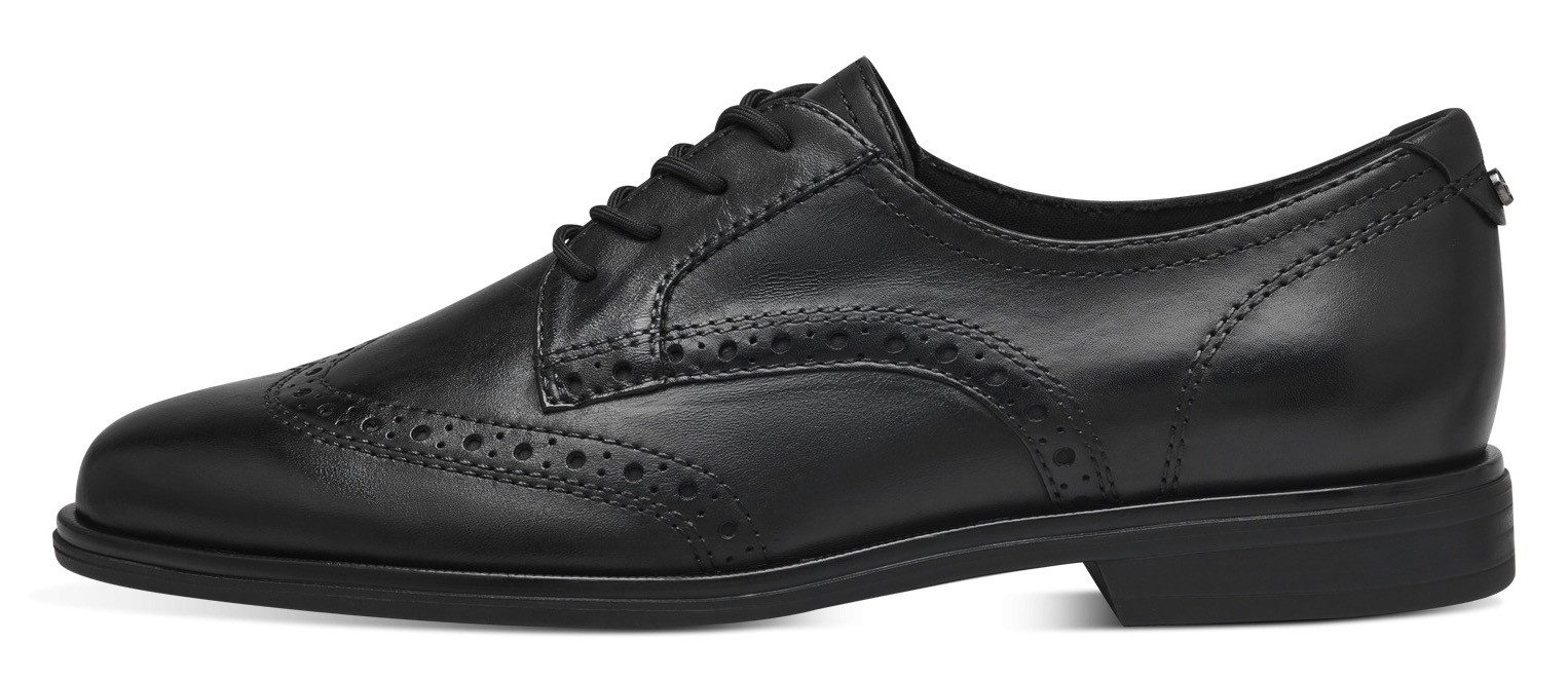 Tamaris Veterschoenen , blokhak, businessschoen, lage schoen met lyra-perforatie