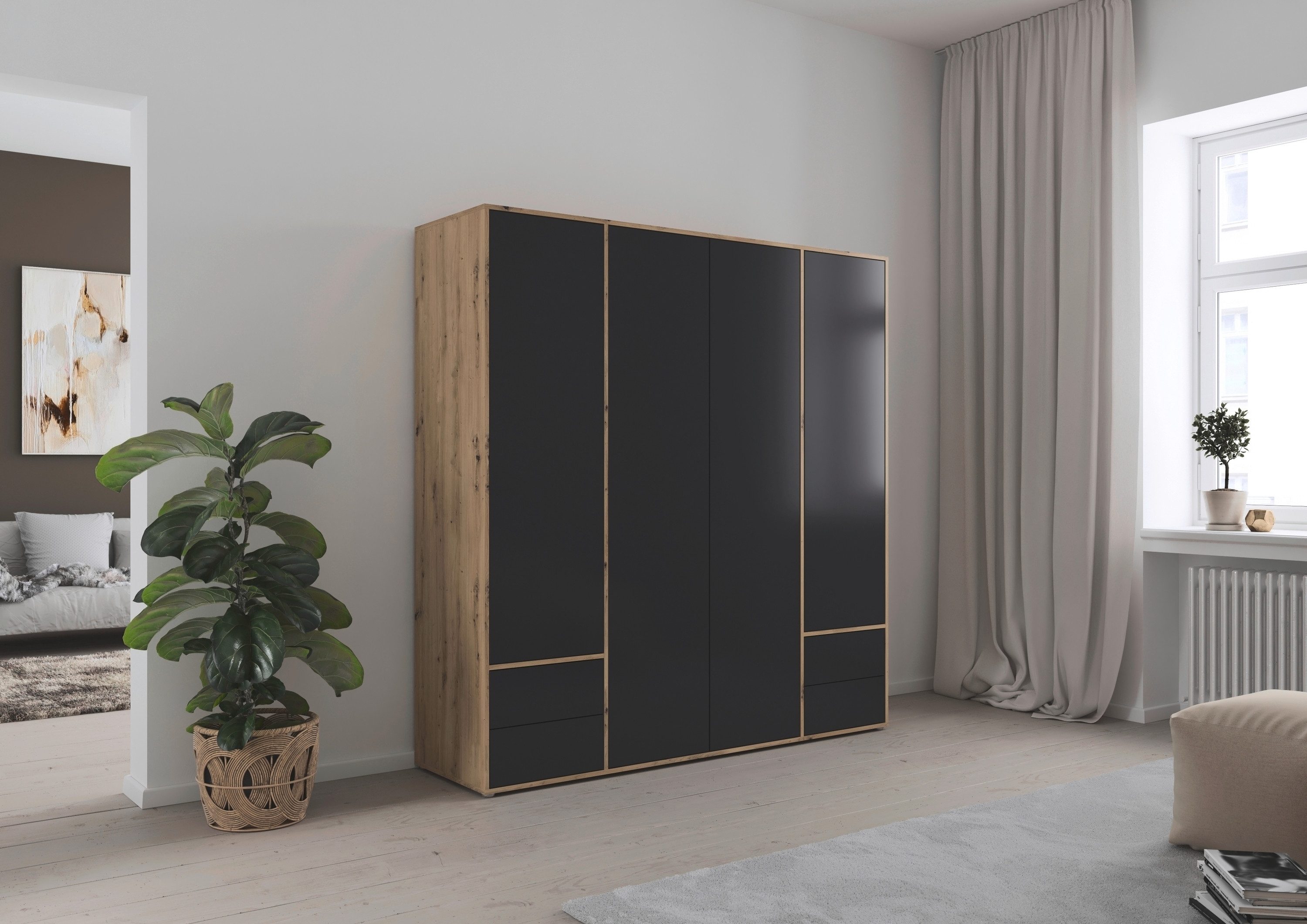 rauch Draaideurkast Kledingkast Kast Garderobe Wasmand NABILA veel Opbergruimte met 2 lades en push-to-open functie topseller made in germany
