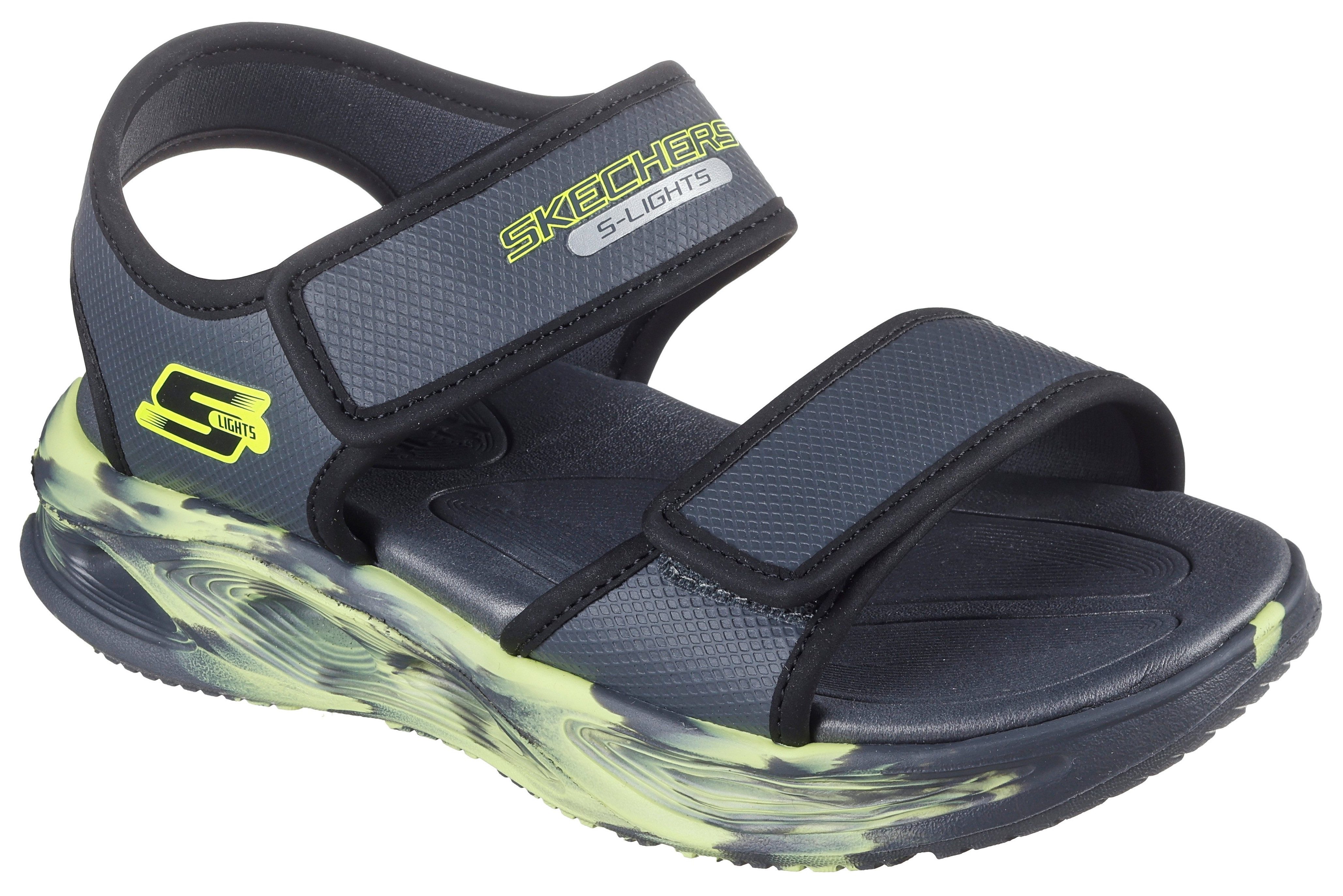 Skechers Sandalen SOLA GLOW SANDAL , sandaal met klittenband + knipperlicht, maat sjabloon te downloaden jongens sandalen maat 35 grijs