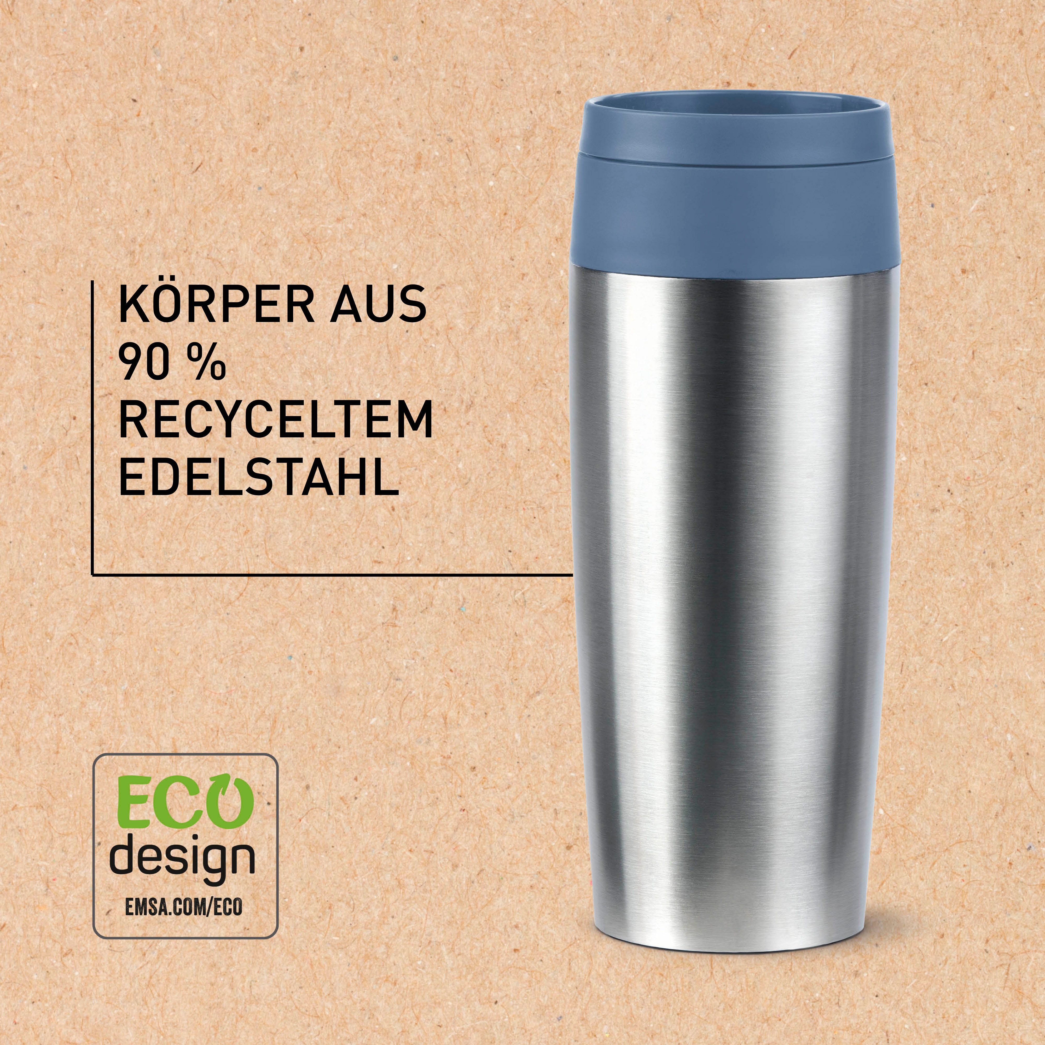 Emsa Thermosbeker Travel Mug Eco 0,36 liter, lekvrij, 8 uur koud, 4 uur warm, 360° drinkopening (1-delig)