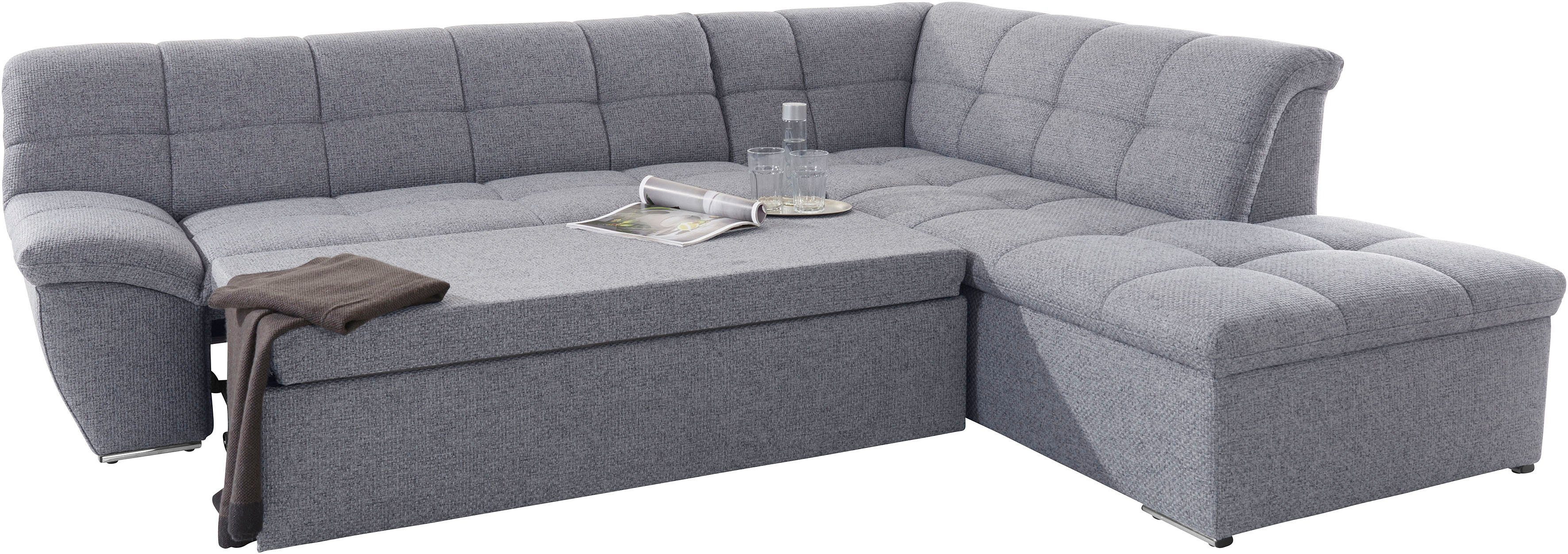 DOMO collection Hoekbank Lagoa, moderne Sitzheftung, bequem und komfortabel, L-Form naar keuze met slaapfunctie, vrij plaatsbaar, grote veelvoud aan kleuren