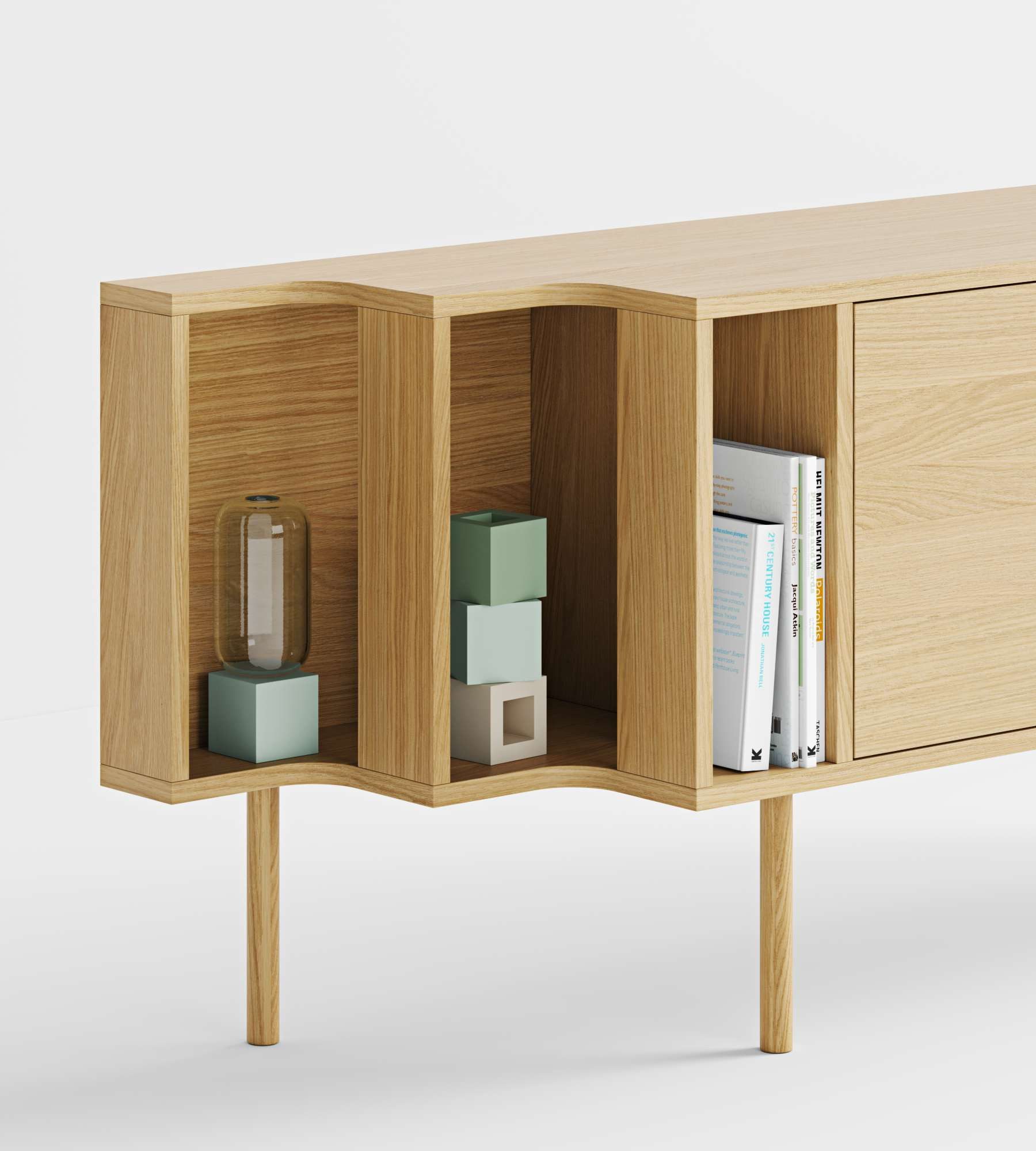 Woodman Dressoir Shift met echt houtfineer van eiken, breedte 189 cm, met push-to-open
