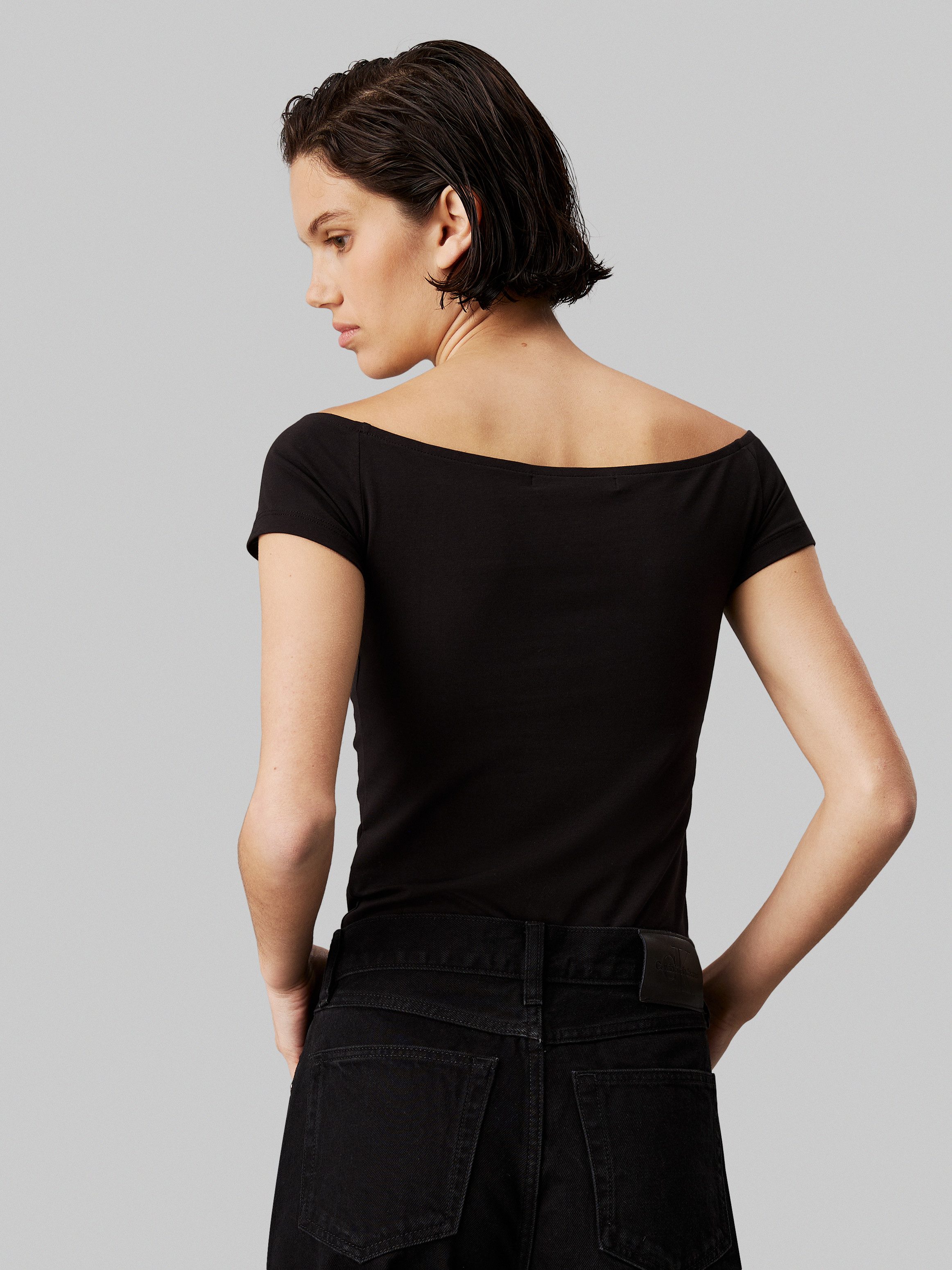 Calvin Klein Shirttop MONOLOGO SLIM BARDOT TOP