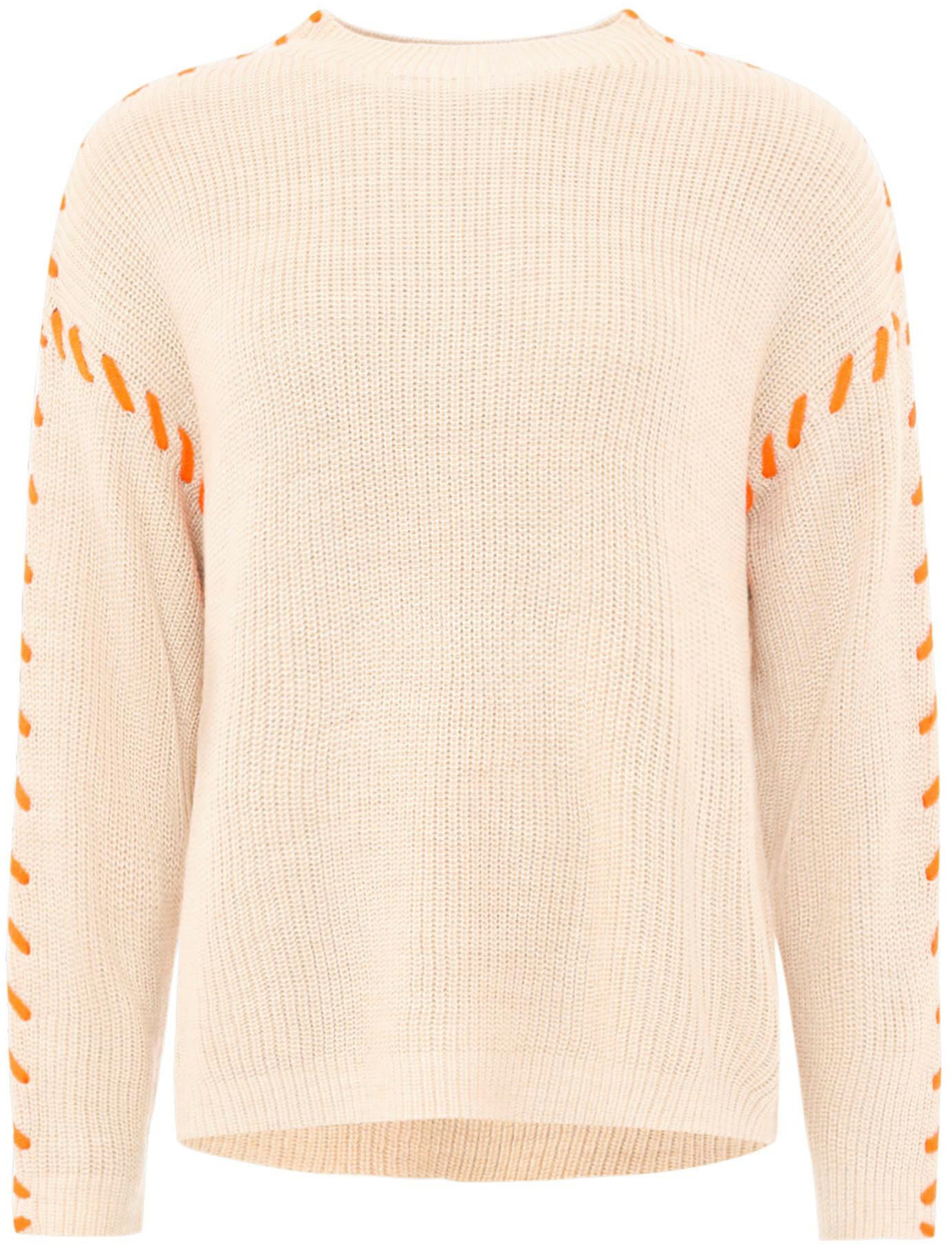 Zwillingsherz Gebreide trui Stitching met contrasterende naden en hart, met wolpercentage