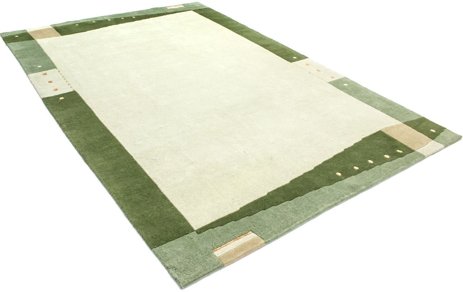 morgenland Wollen kleed Nepal vloerkleed Neroa wollen vloerkleden maat 200 cm x 300 cm x 18 mm groen