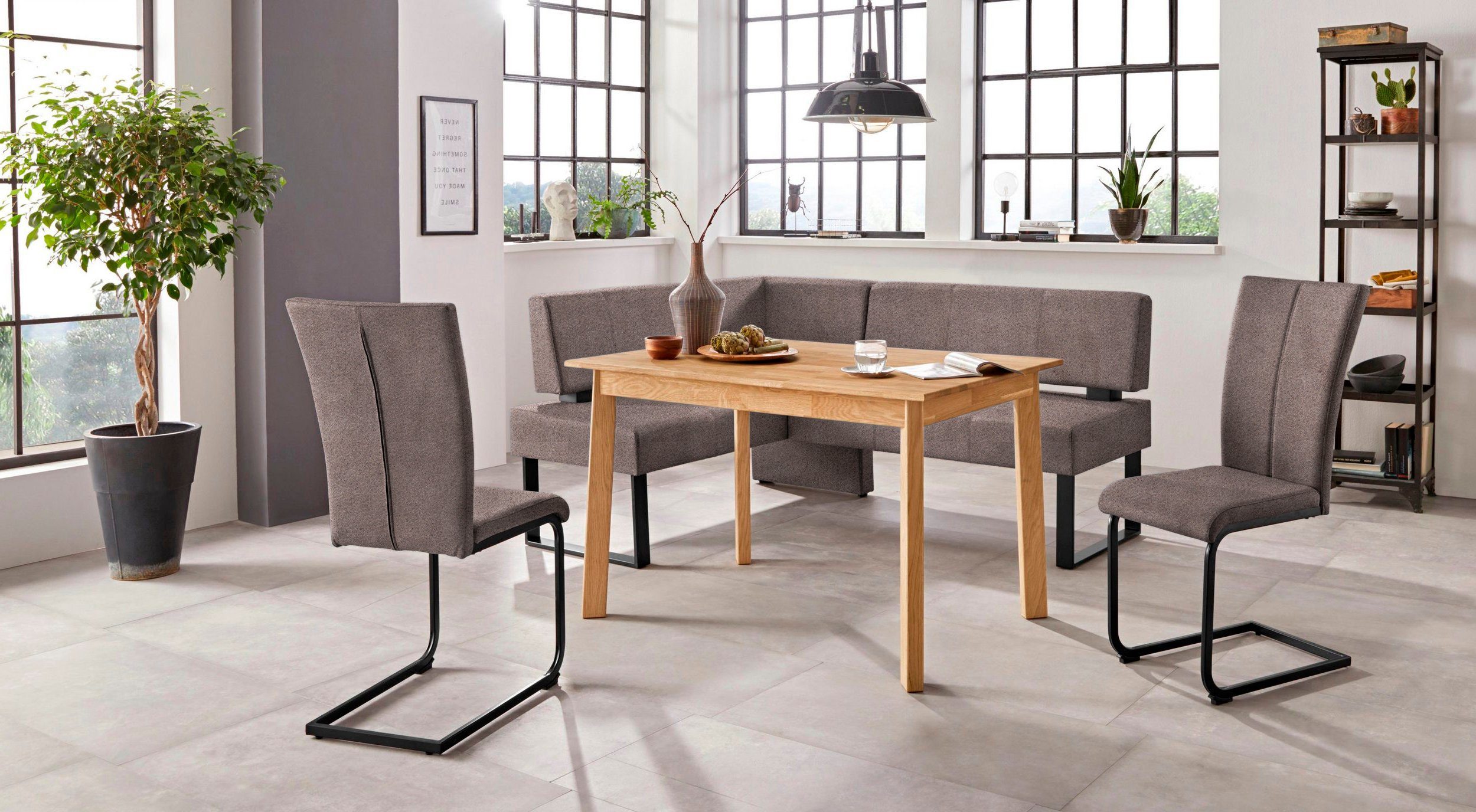 Home affaire Hoekbank Oliver met metalen frame, keukenbank verschillende hoezen cord eetkamerbank ottos choice