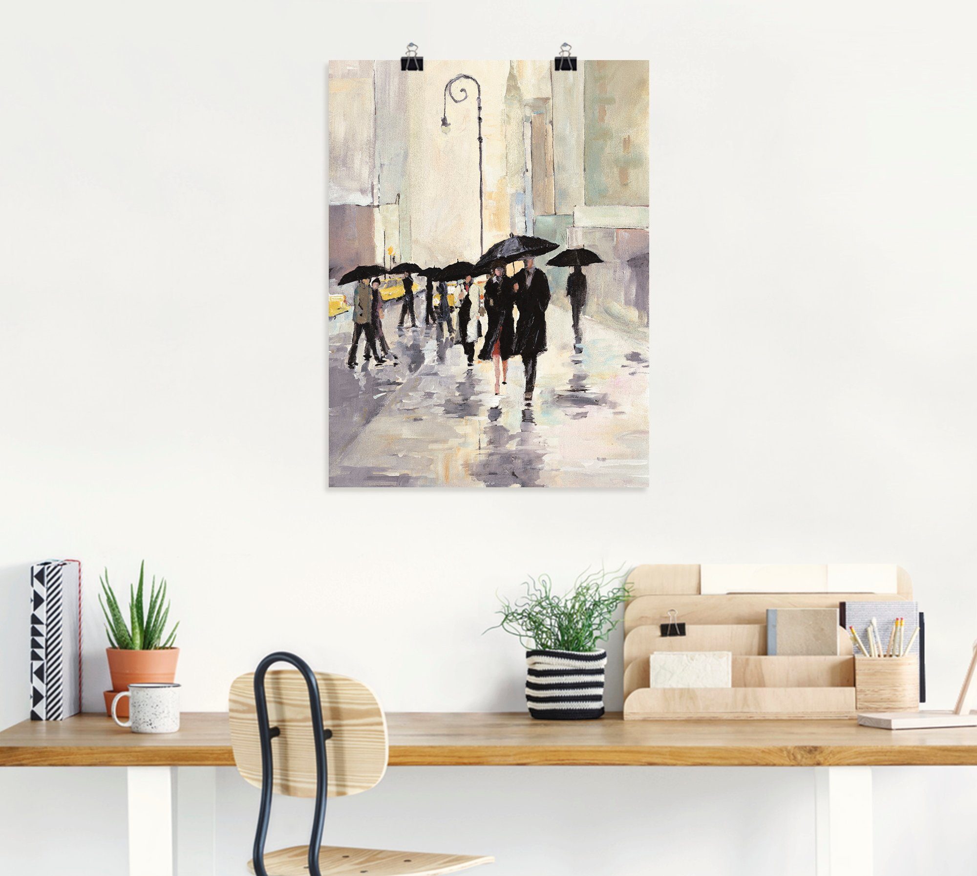 Artland Artprint Stad in de regen als artprint op linnen, poster in verschillende formaten maten