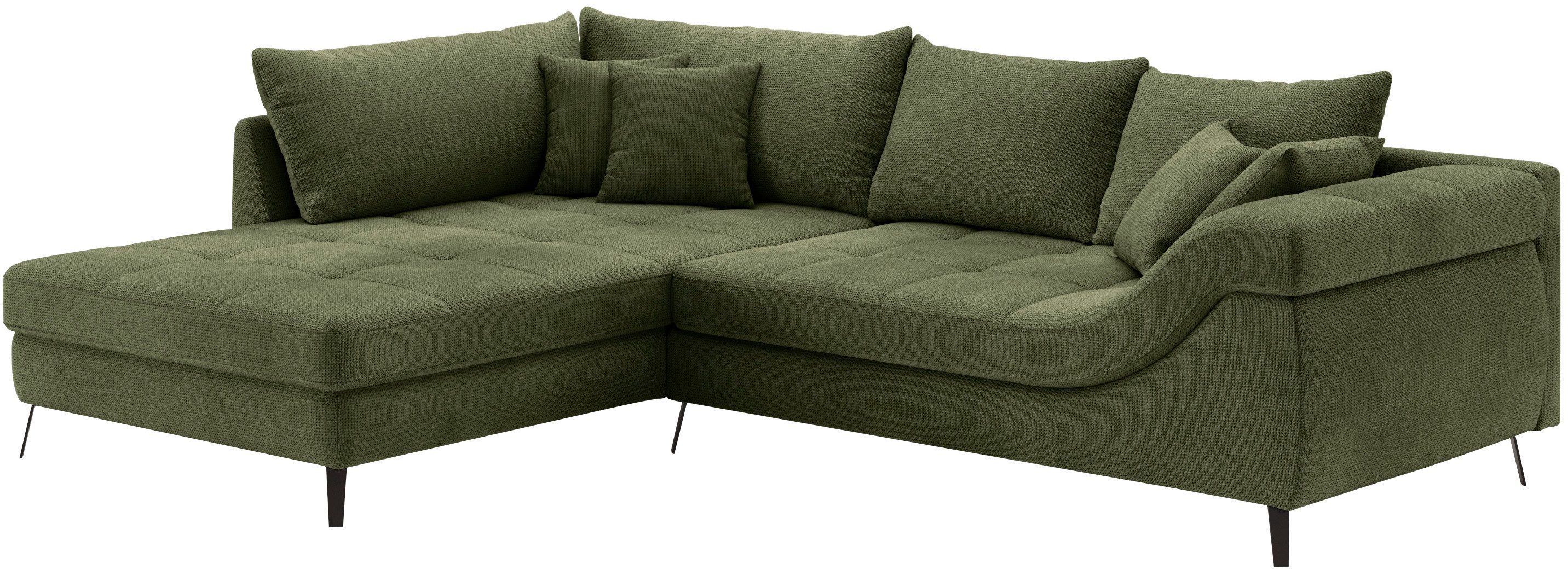 Mr. Couch Hoekbank Portofino, L-vorm Met koudschuimvering tot 140 kg belastbaar groen, hoekbanken, Recamiere links