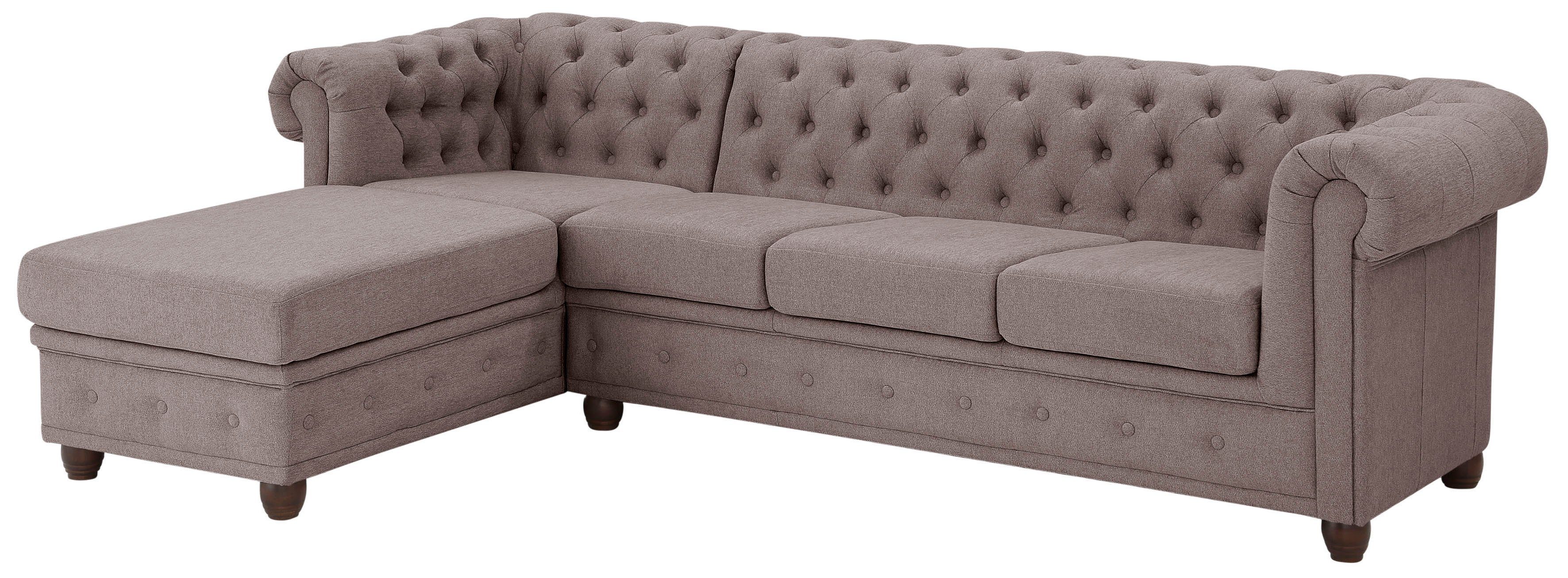 Home affaire Chesterfield-bank New Castle L-vorm hoogwaardige capitonnage in chesterfield-design, bxdxh: 255(171x72)