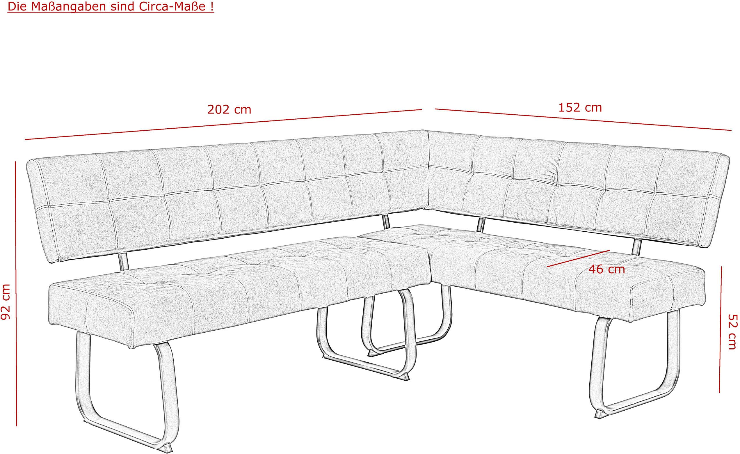 HELA Eethoek RUHR Kufentafel 140x90 cm, schommelstoel en bank met verenmand, comfortzit (4-delig)