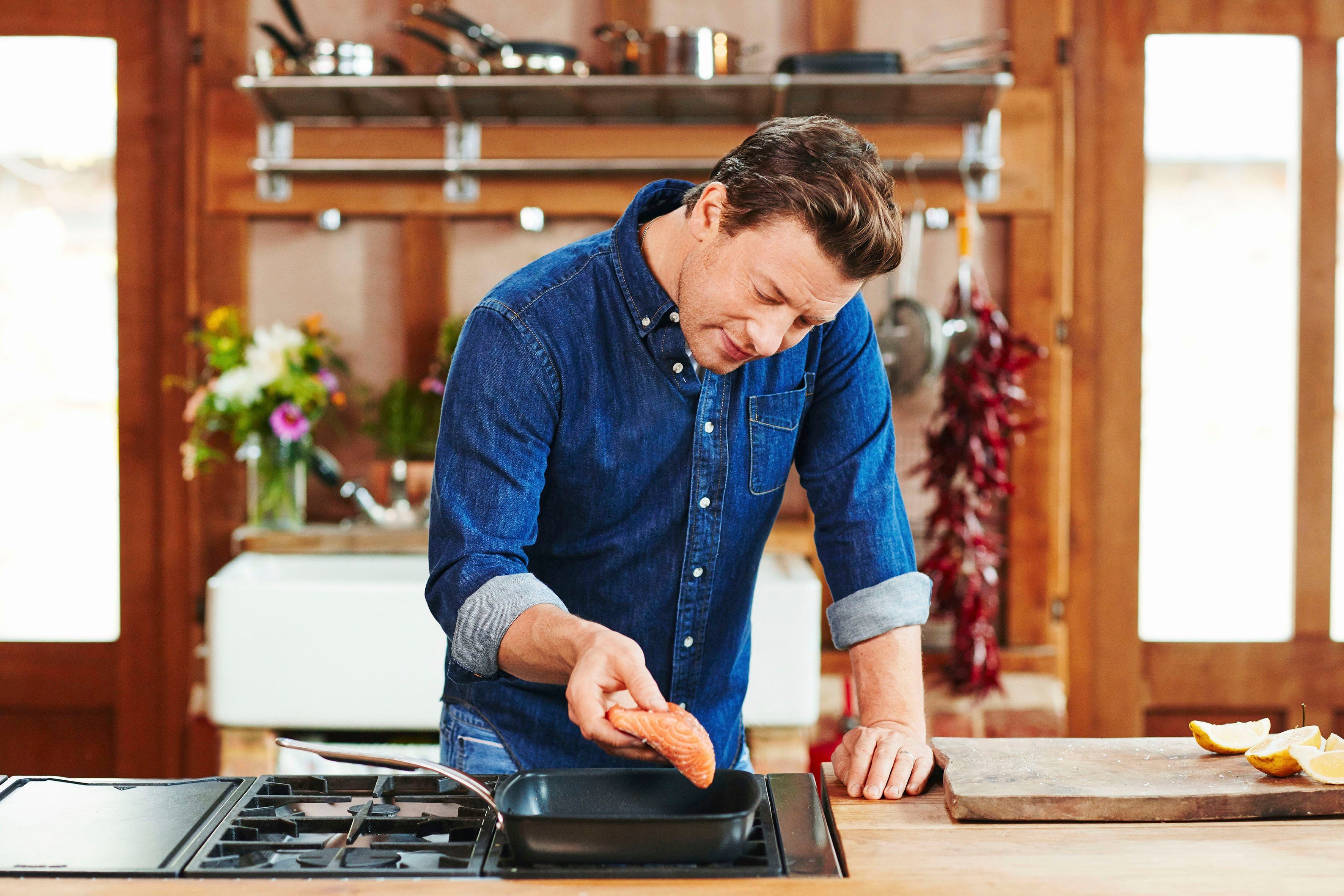 Tefal Grillpan Jamie Oliver Cooks Classic Thermo-signaal, voor alle kooksoorten incl. inductie, 23x27 cm (1-delig)