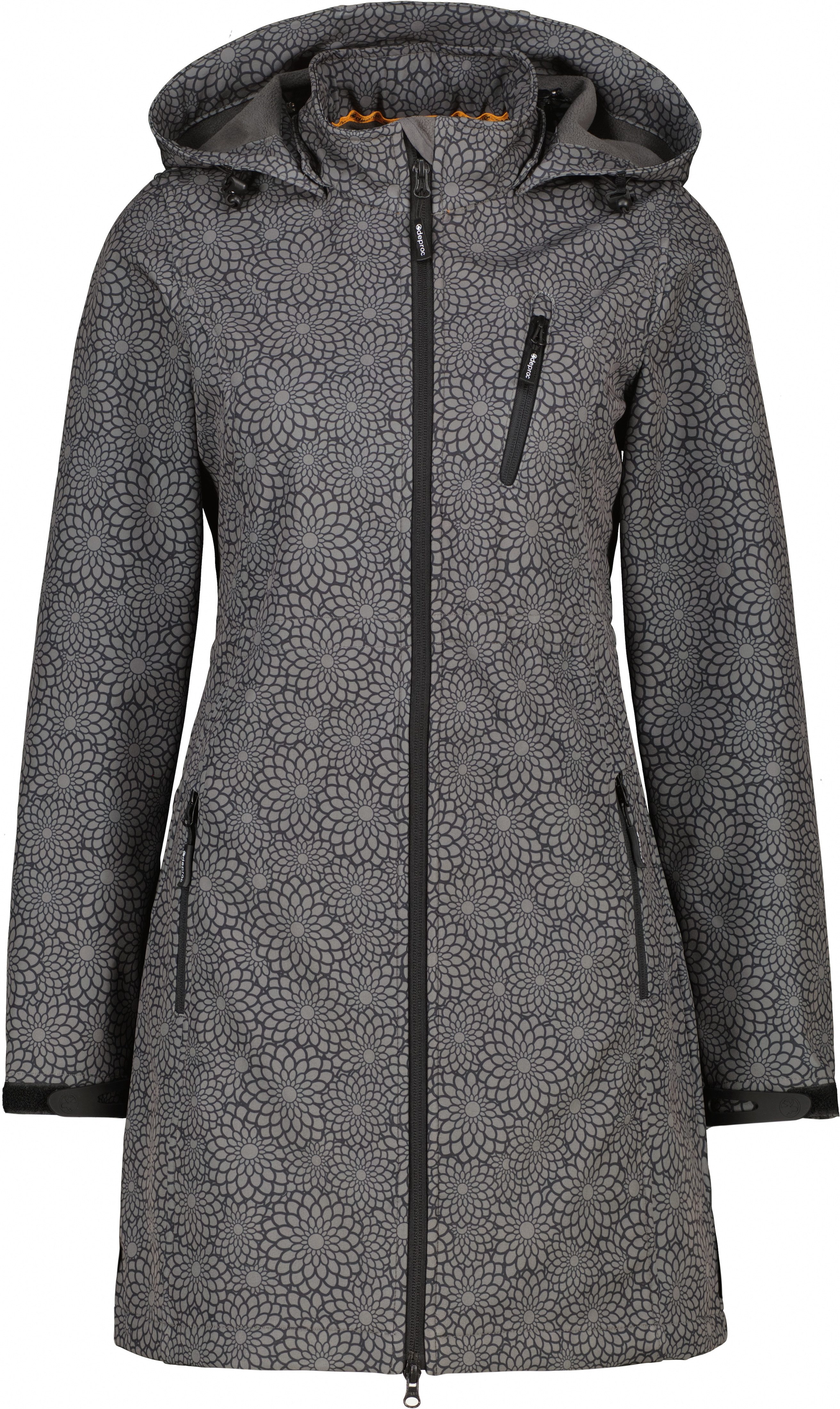 DEPROC Active Softshell-jack SHELBY LONG lichte softshell korte mantel met afneembare capuchon