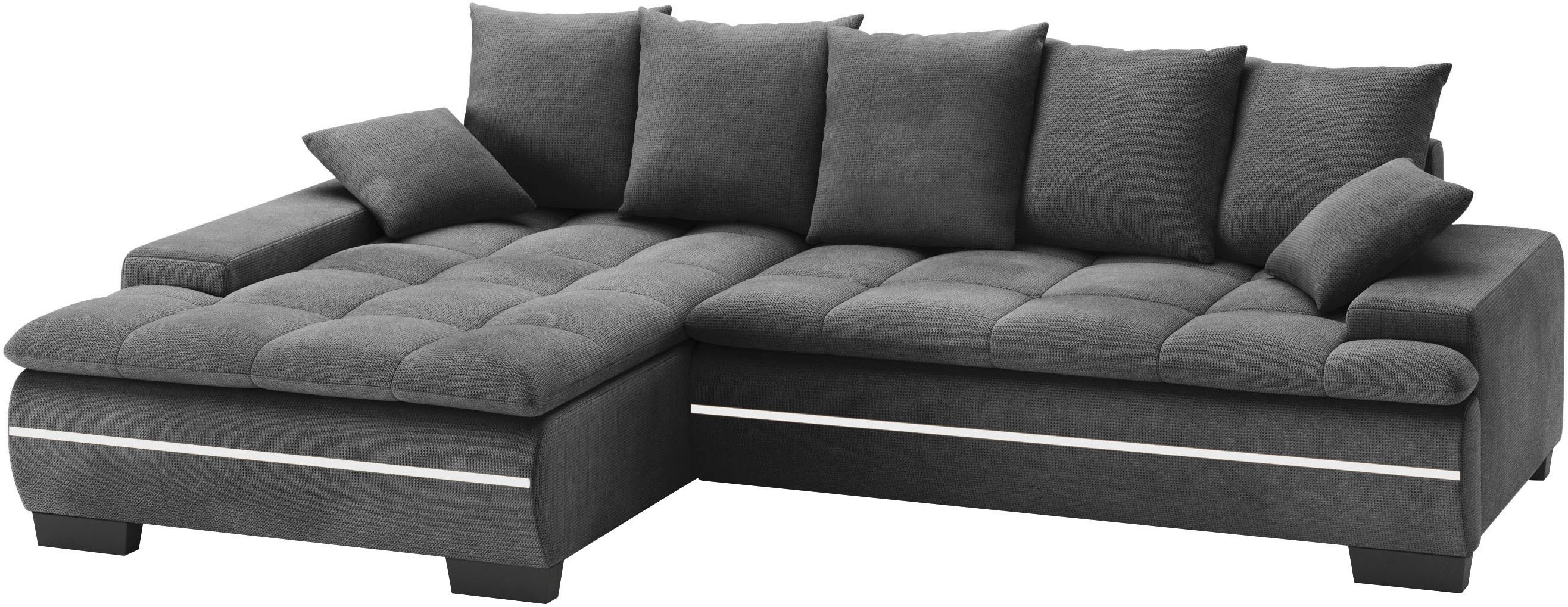 Mr. Couch Hoekbank Haiti II, L-vorm RGB-LED verlichting, koudschuim, optioneel met bed, bedlade zwart, hoekbanken