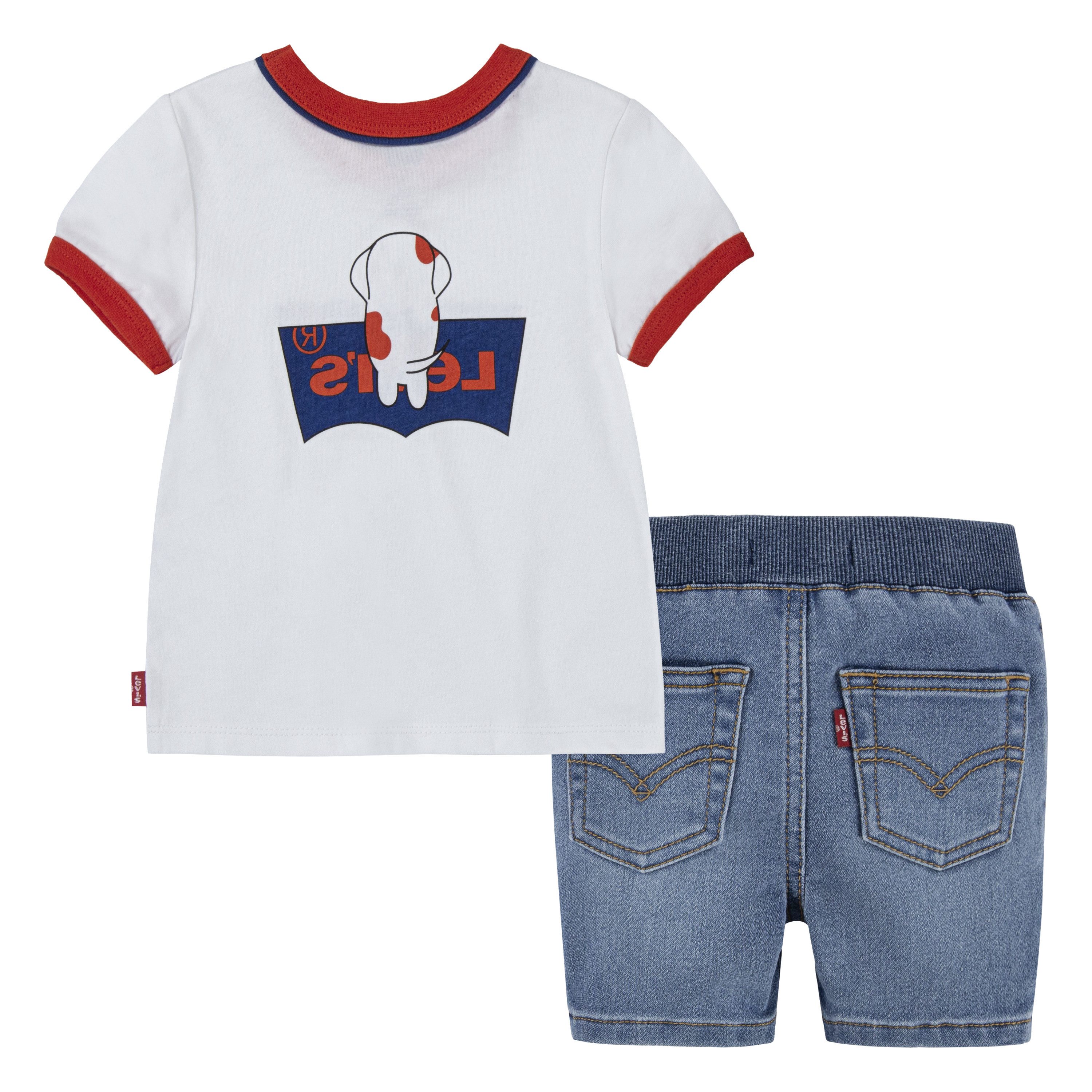 Levi's Kidswear Shirt met print en jeansshorts, voor jongens (set, 2-delig)