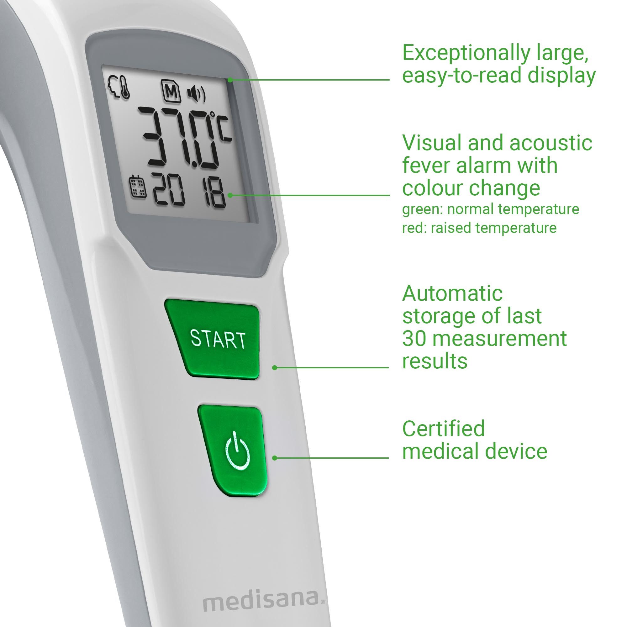 Medisana Infrarood-thermometer TM 760 Meten van lichaam- en oppervlaktetemperatuur met koortsalarm